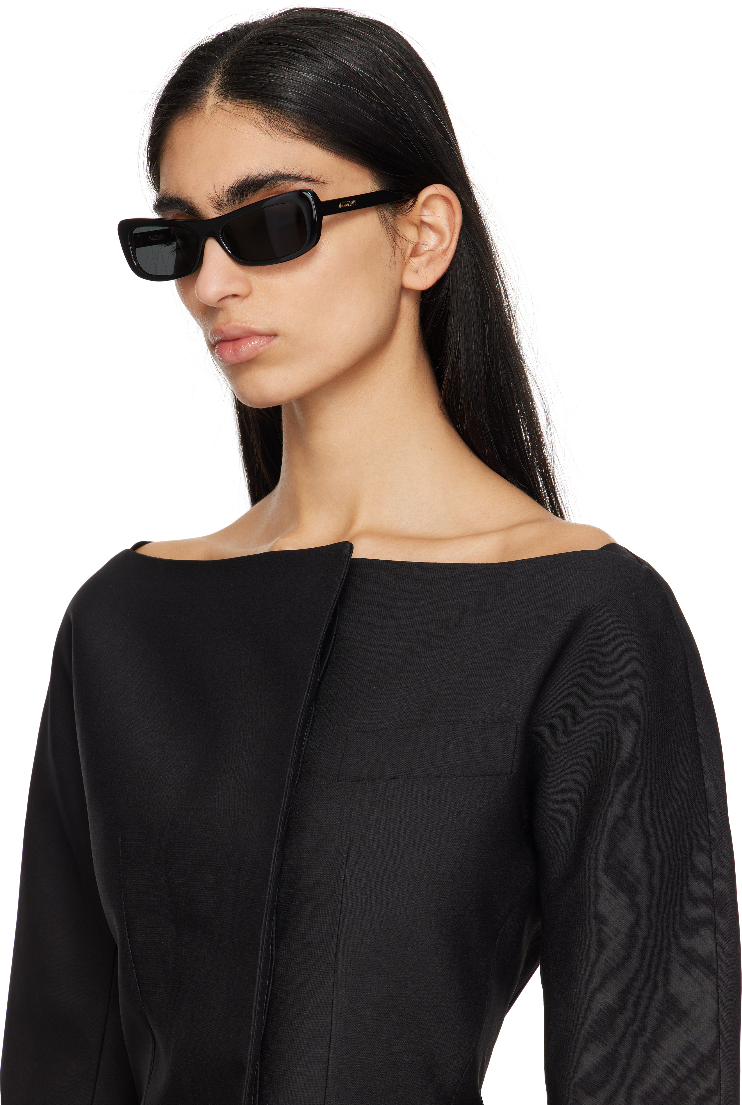Jacquemus Black La Casa 'les Lunettes Capri' Sunglasses In 990 Black