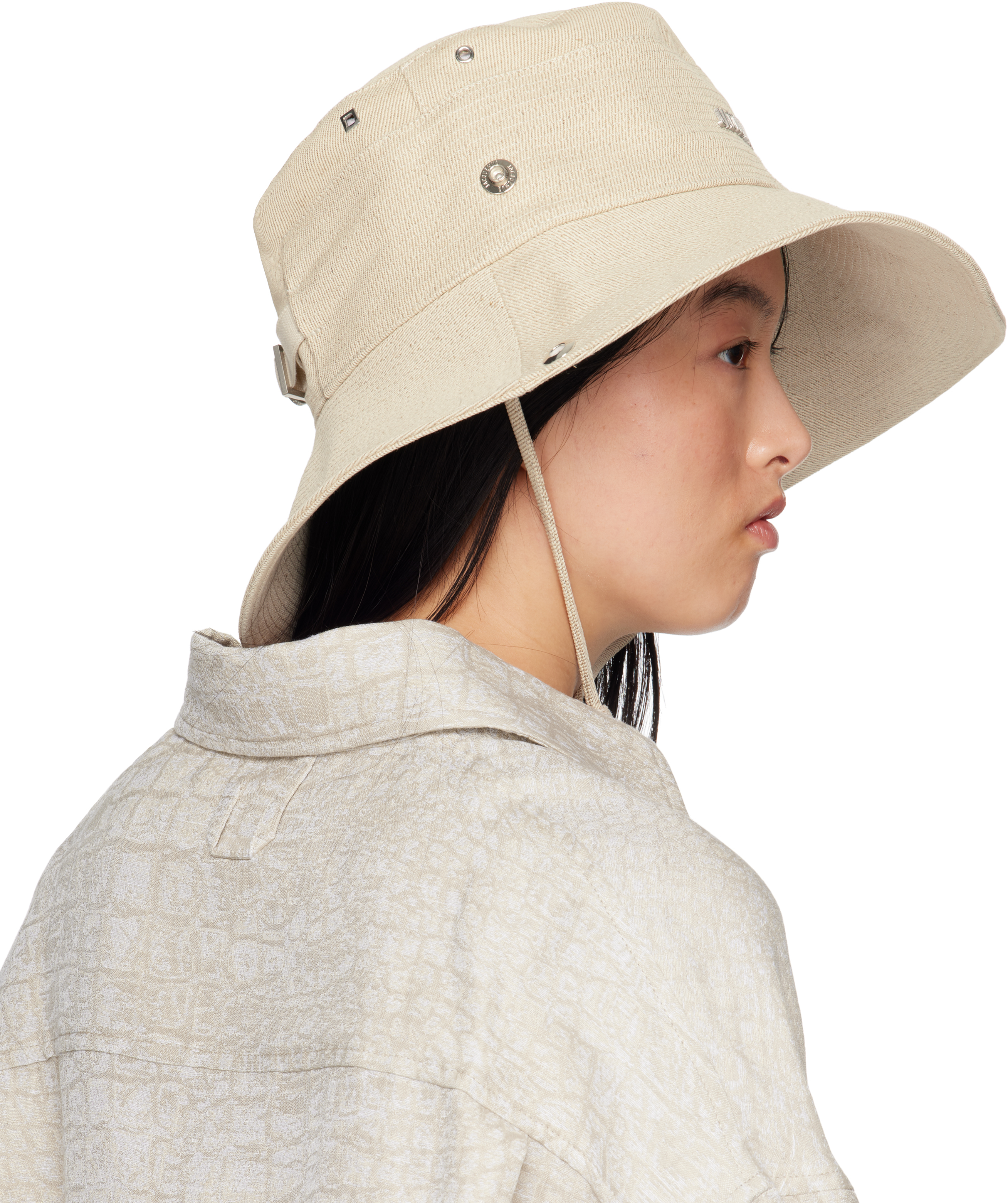 Jacquemus Off-white La Croisière 'the De-nîmes' Denim Bucket Hat In 110 Off-white
