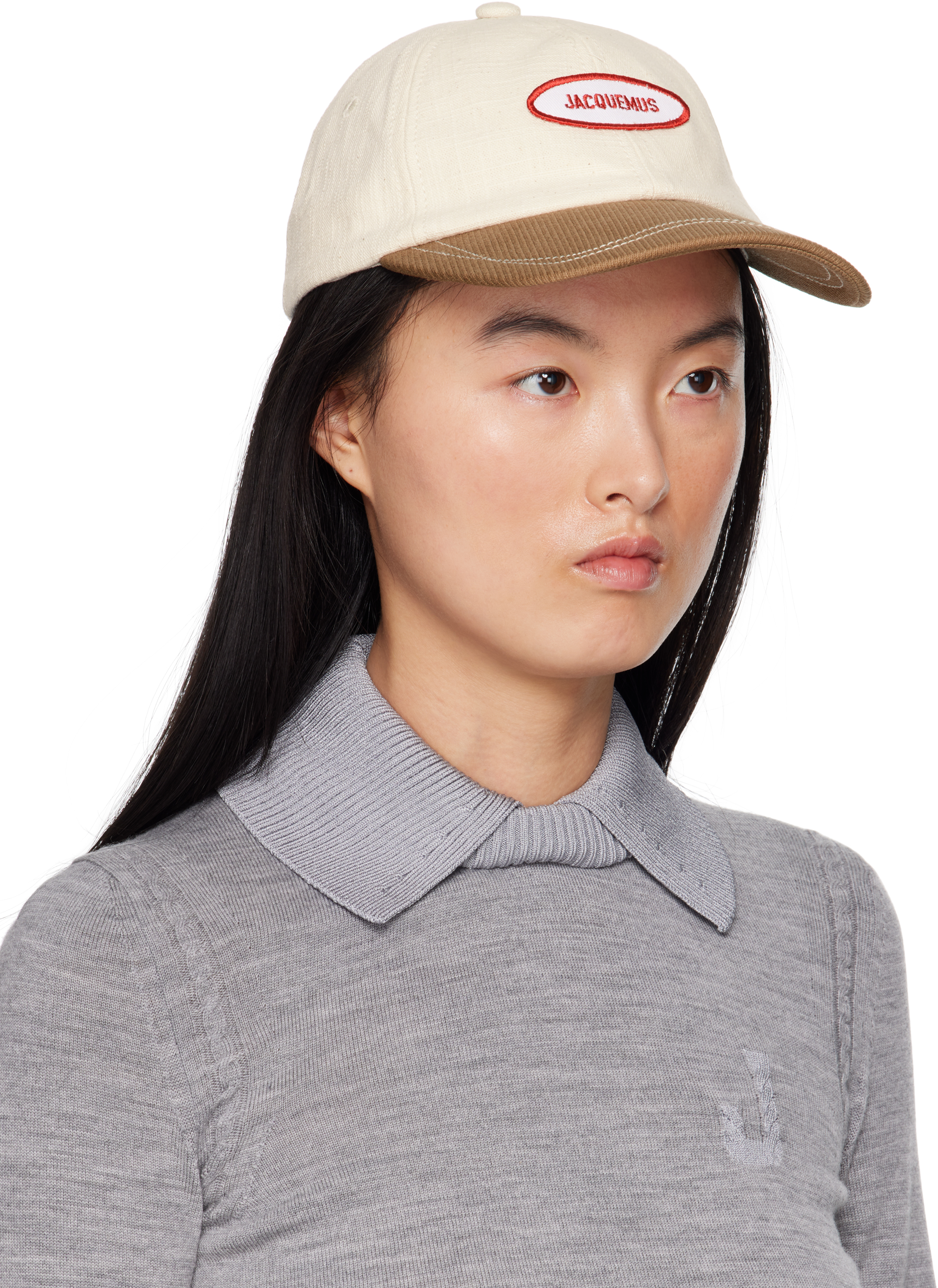 Jacquemus La Casquette Canvas Gelato Cap In 1ji Off White/brown