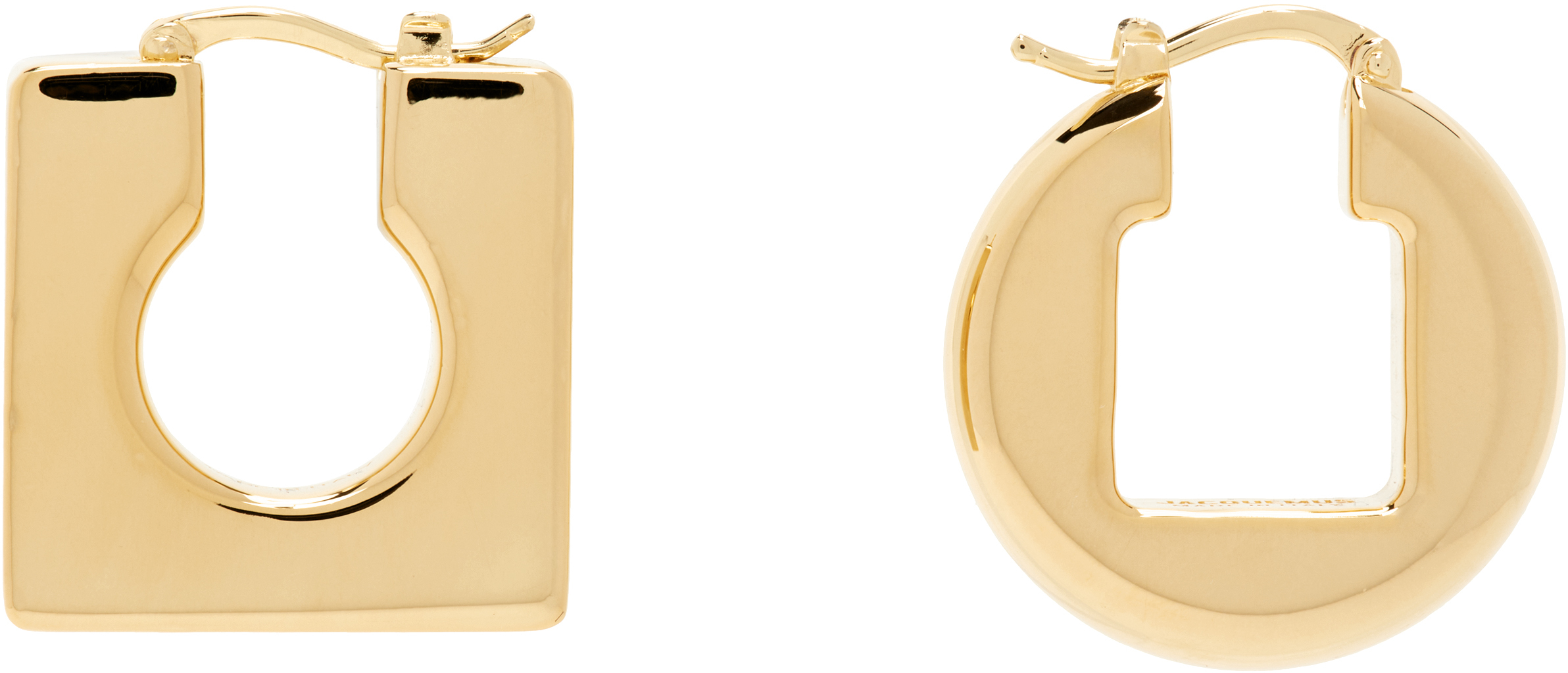 JACQUEMUS: ゴールド Les créoles Rond Carré ピアス | SSENSE 日本