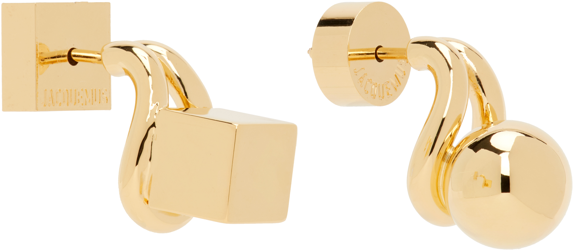 Shop Jacquemus Gold La Casa 'the Nodo Stud' Earrings In 280 Gold