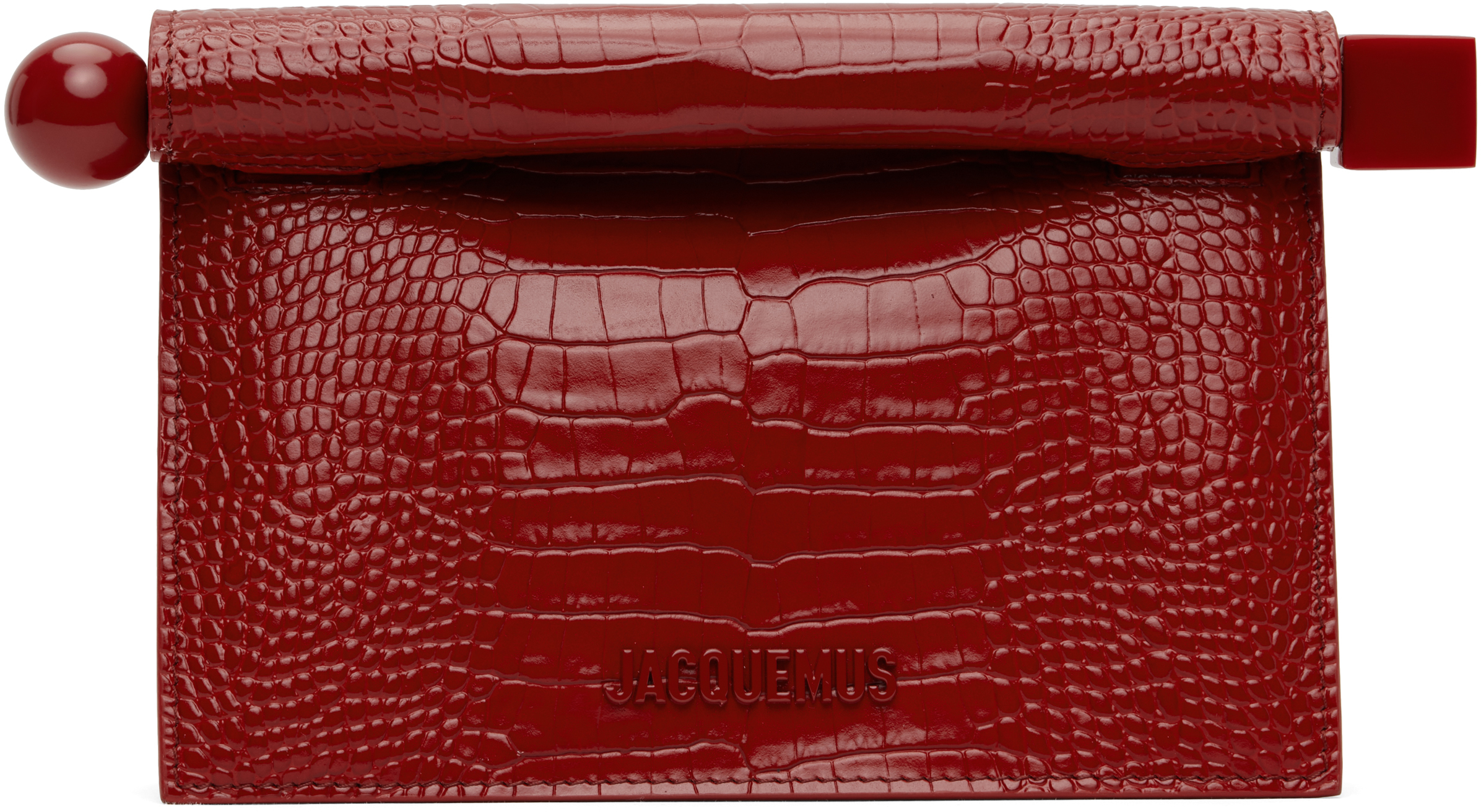 JACQUEMUS: Red La Croisière 'The small Rond Carré' Clutch
