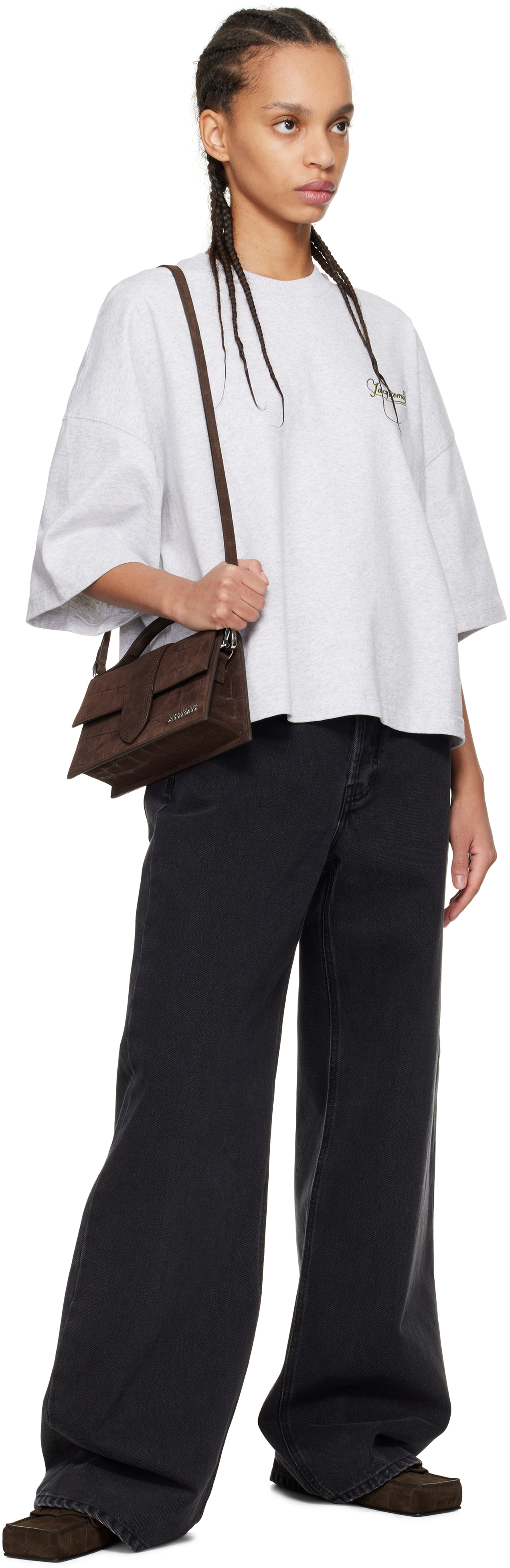 Jacquemus The Large Bambino Tote Bag In 880 Dark Brown