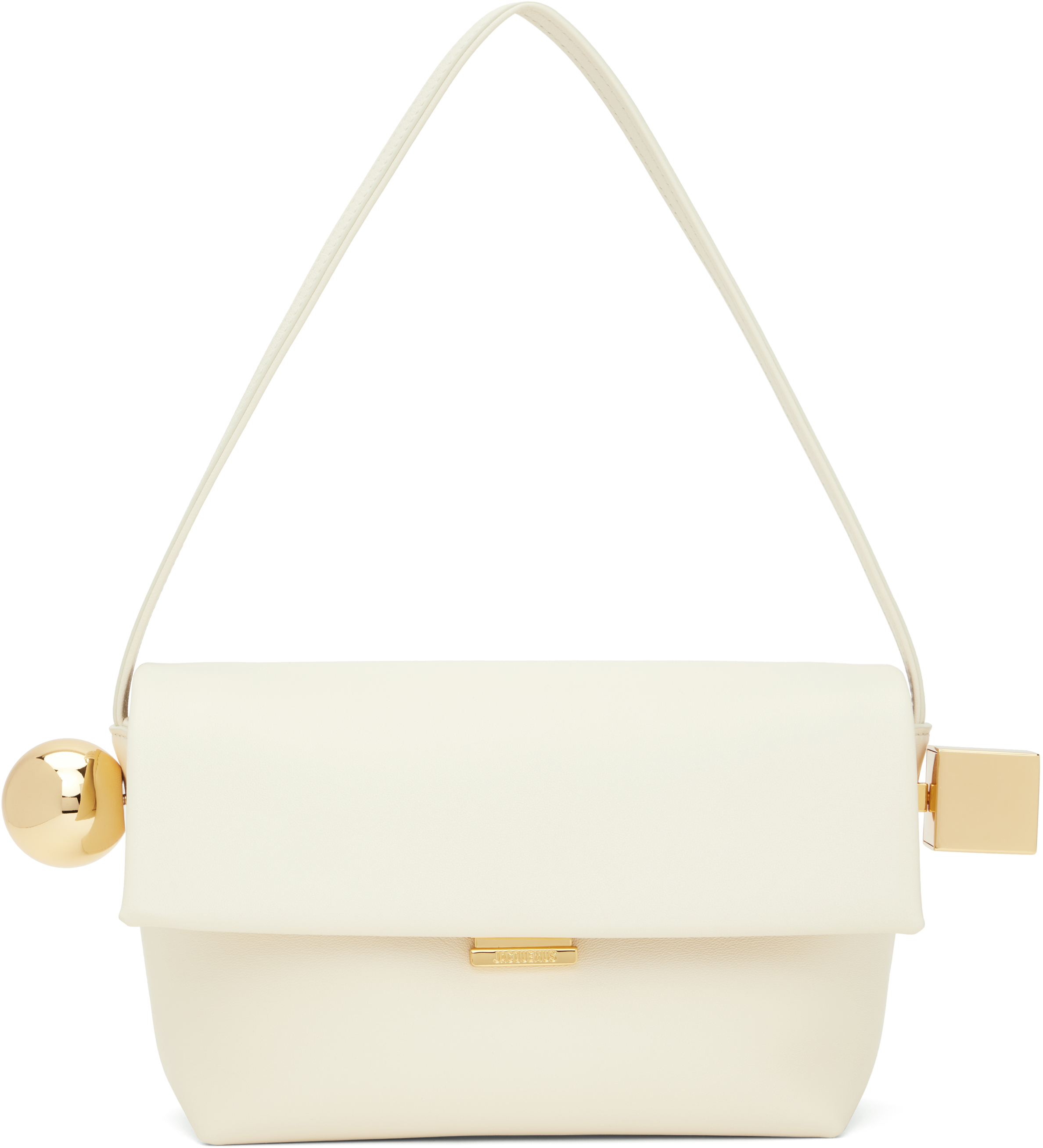 Jacquemus Le Rond Carre White Shoulder Bag With Shoulder Strap In Leather Woman In 115 Light Ivory
