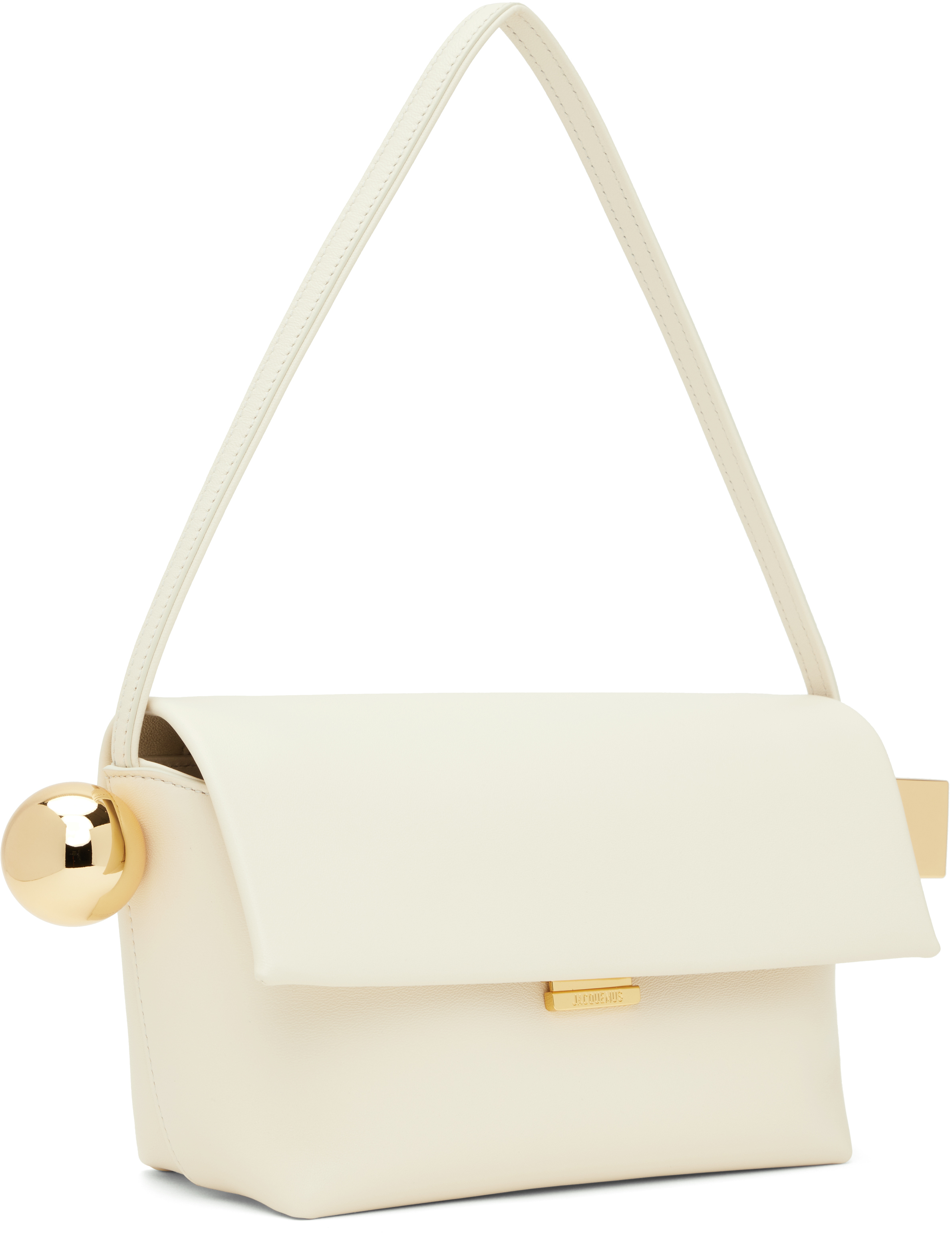 Jacquemus Le Rond Carre White Shoulder Bag With Shoulder Strap In Leather Woman In 115 Light Ivory