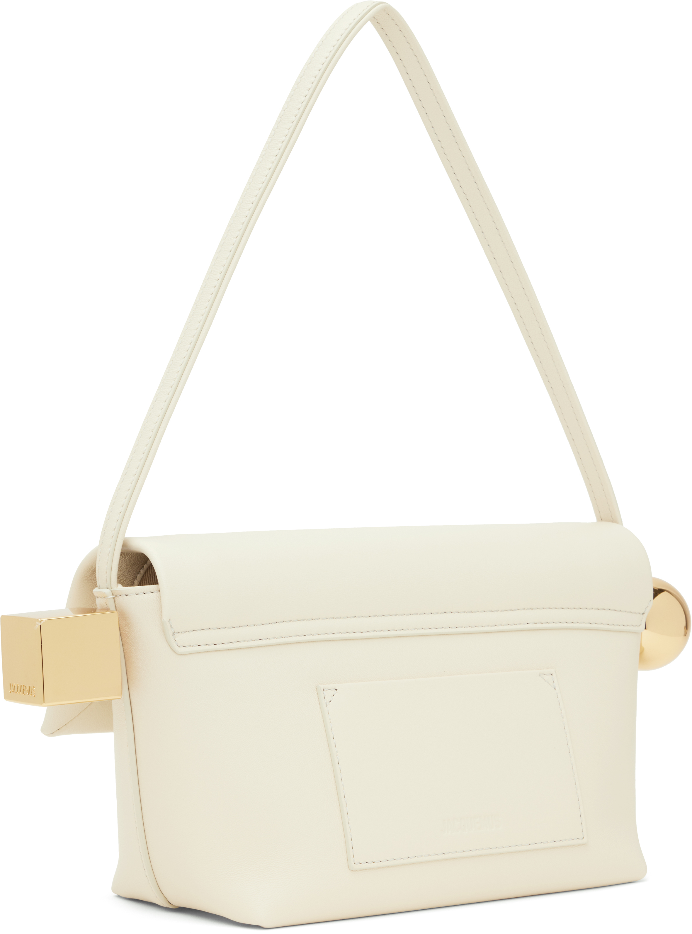Jacquemus Le Rond Carre White Shoulder Bag With Shoulder Strap In Leather Woman In 115 Light Ivory