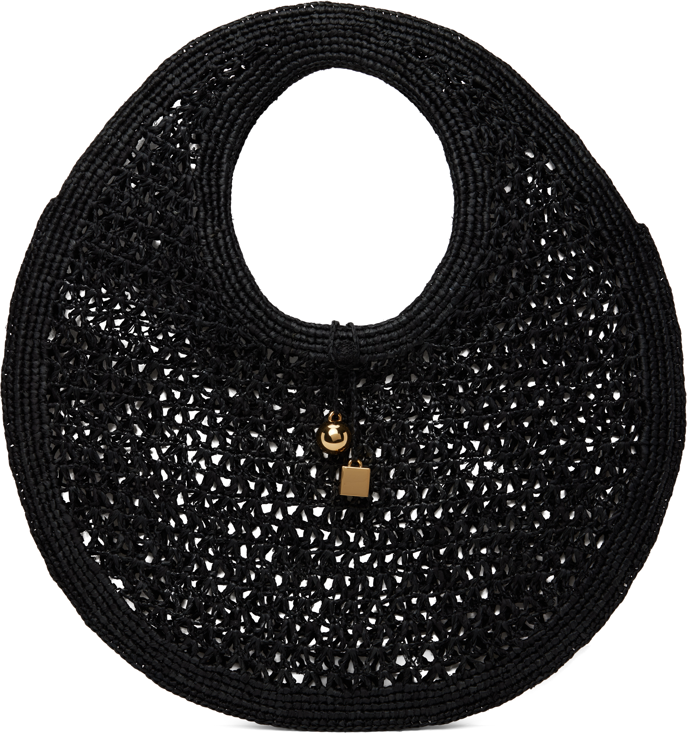 Jacquemus Le Rond Spiaggia Shoulder Bag In Raffia In 990 Black