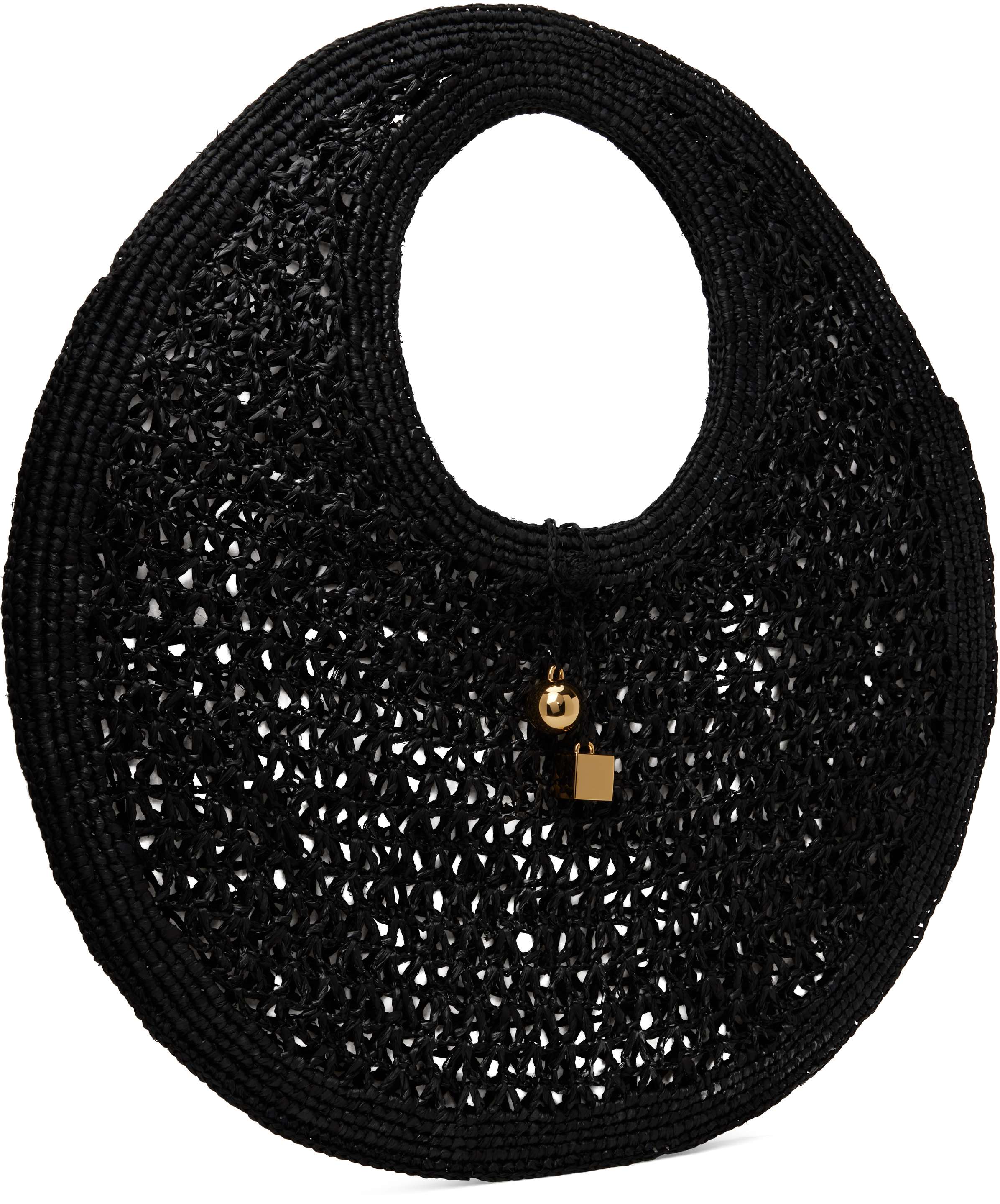 Jacquemus Le Rond Spiaggia Shoulder Bag In Raffia In 990 Black