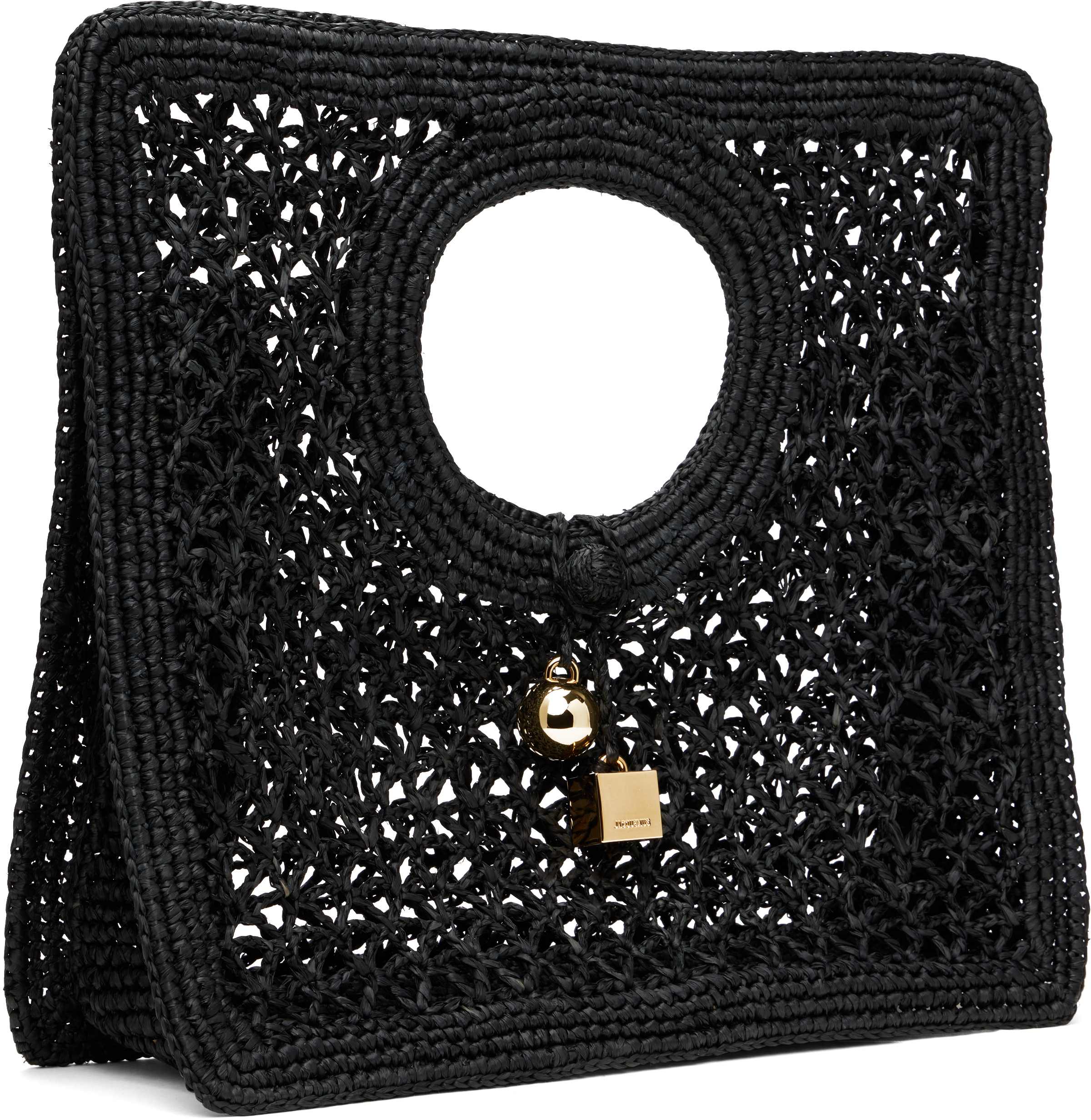 Jacquemus Carre Spiaggia Embellished Braided Raffia Tote