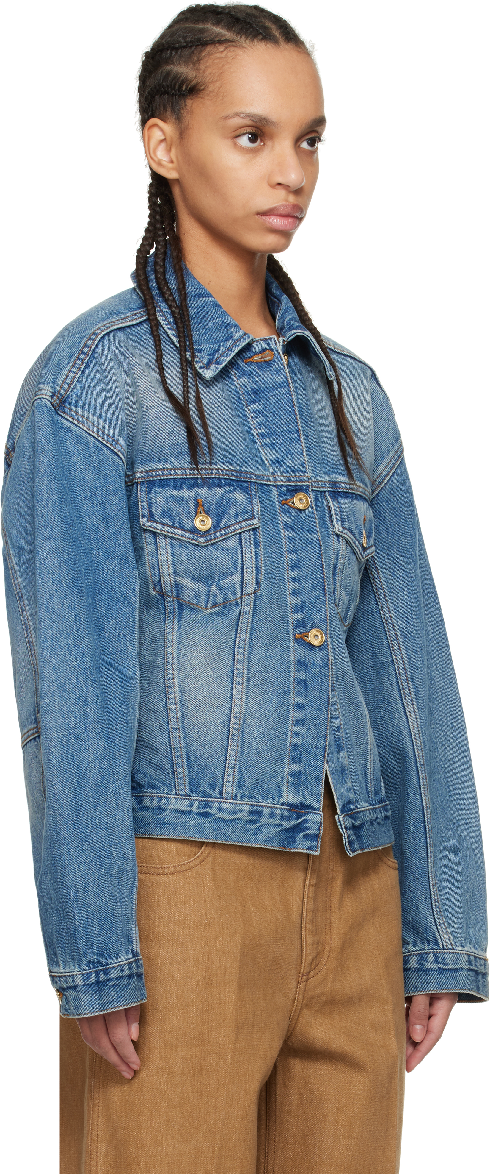 Jacquemus Blue Les Classiques 'the Denim De-nîmes' Denim Jacket In 33c Blue/tabac 2