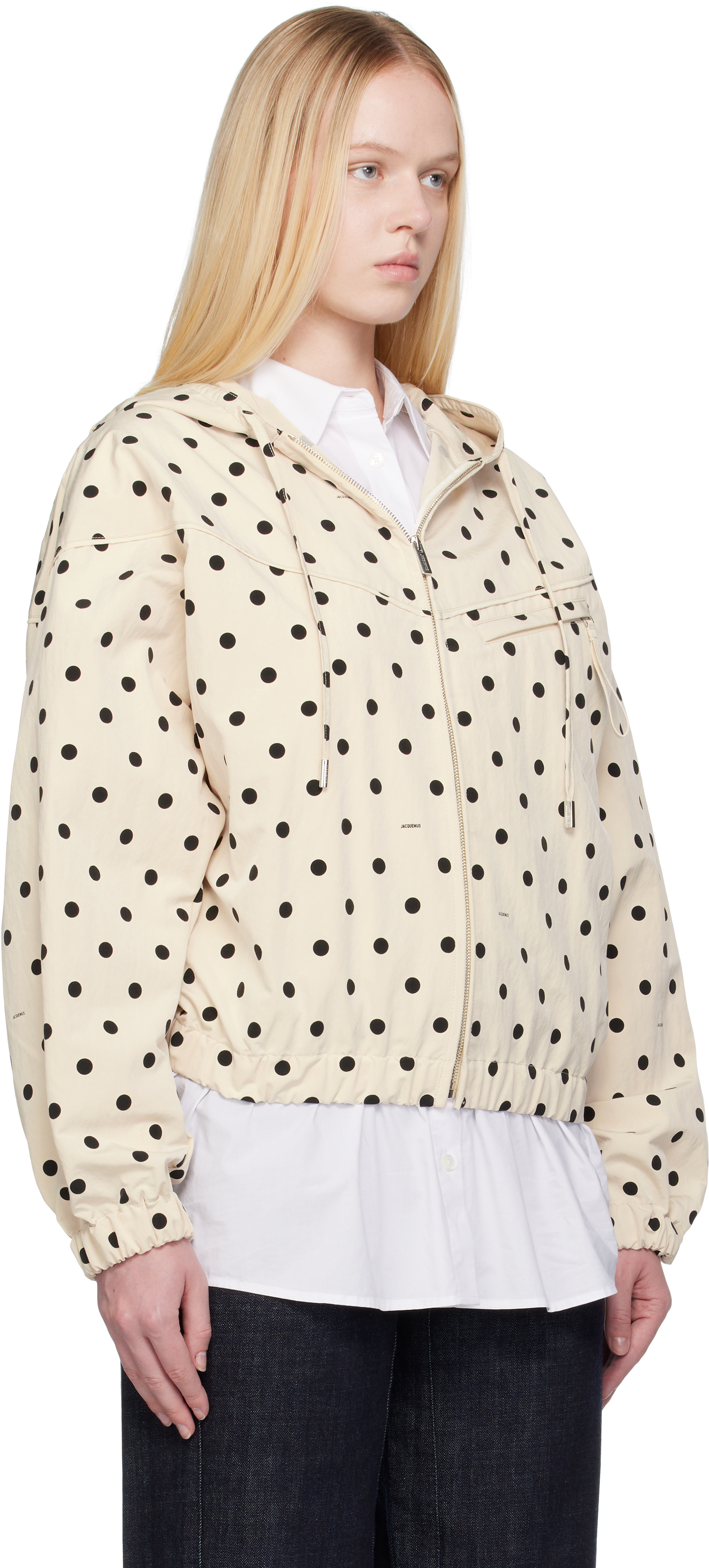 Jacquemus The Bateau Polka Dot Windbreaker In Neutral
