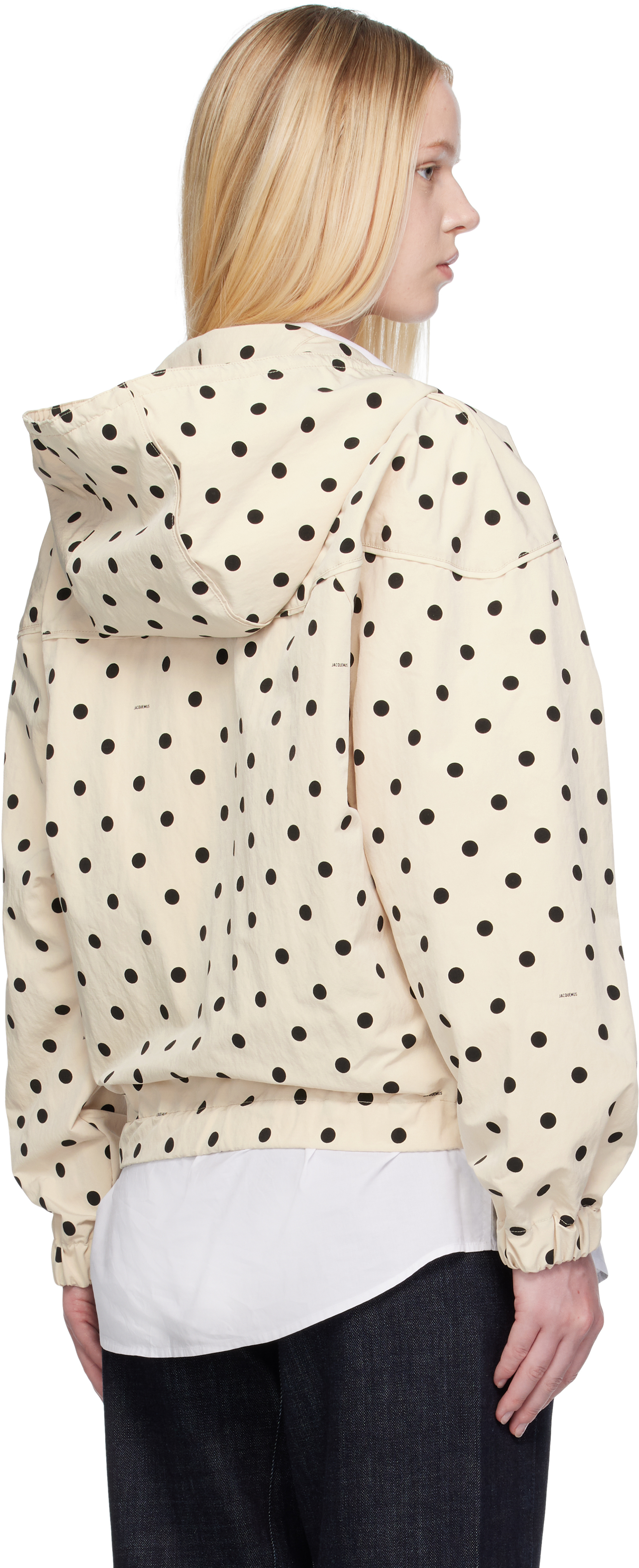Jacquemus The Bateau Polka Dot Windbreaker In Neutral