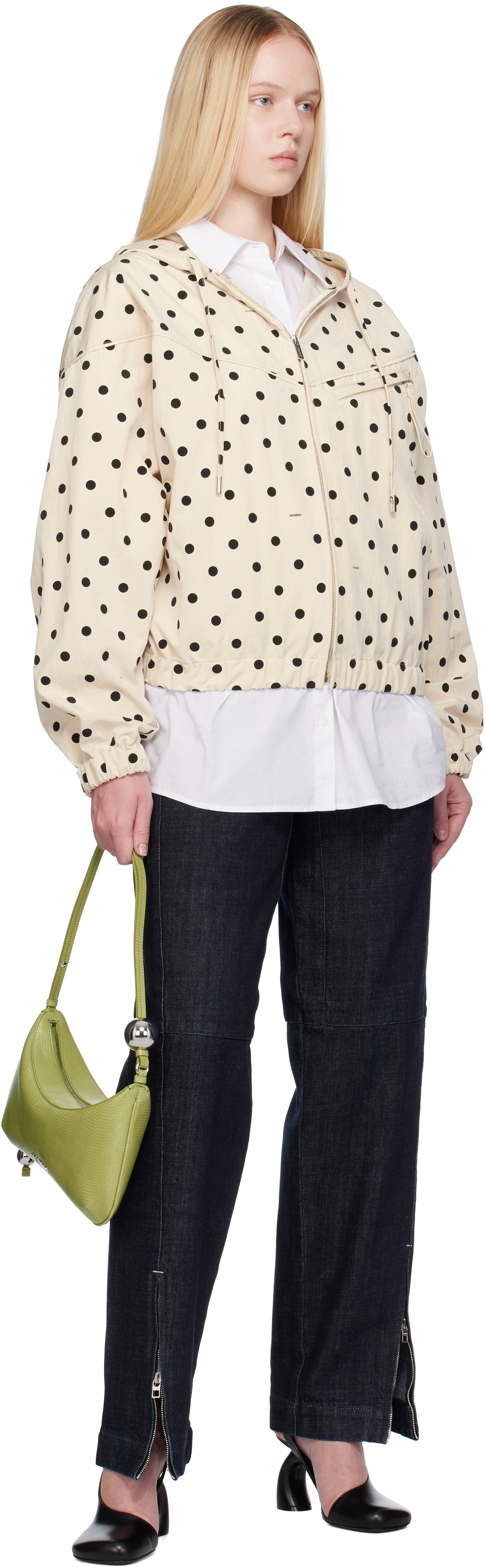 Jacquemus The Bateau Polka Dot Windbreaker In Neutral