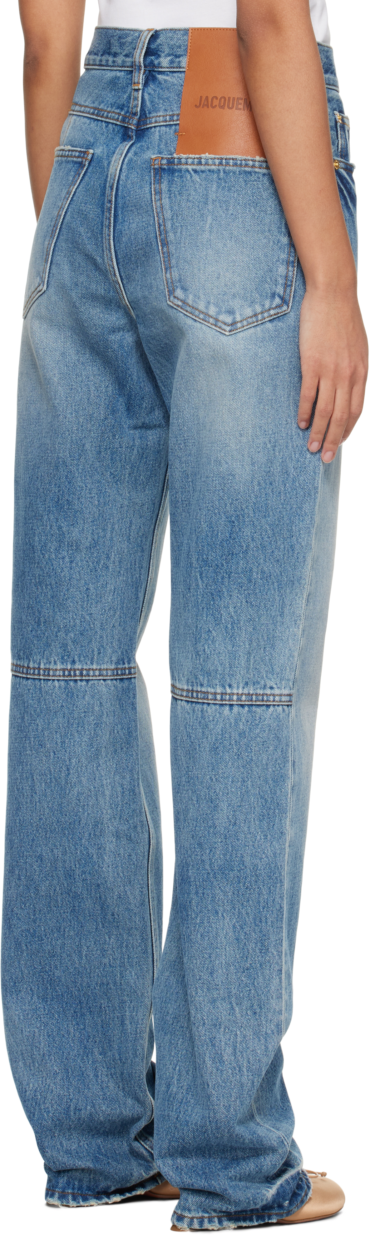 Jacquemus Blue 'the Straight De-nîmes' Jeans In 33c Blue/tabac 2