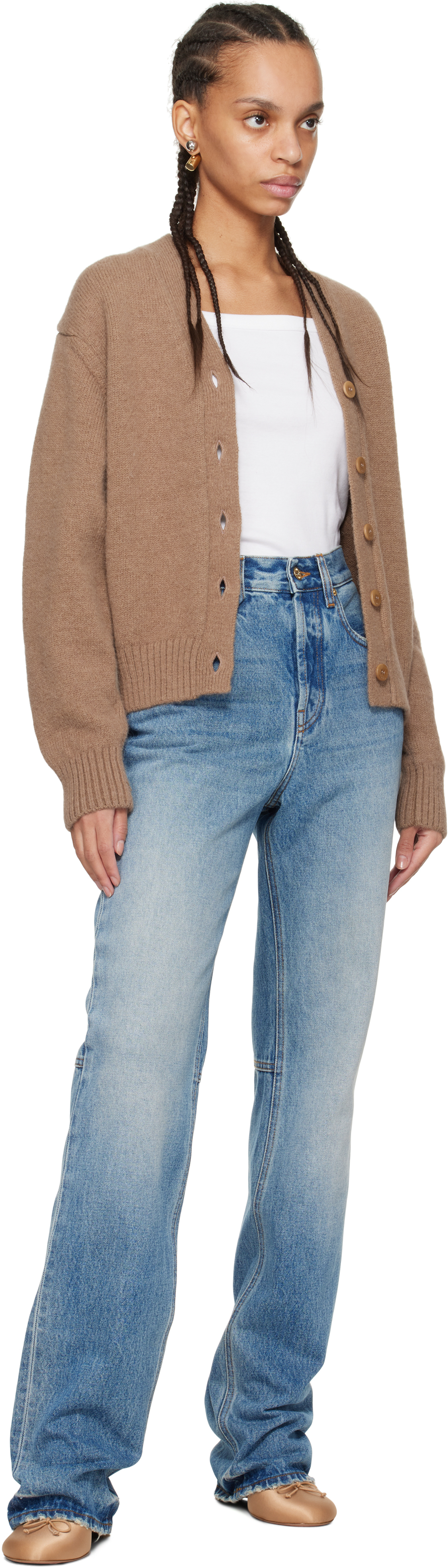 Jacquemus Blue 'the Straight De-nîmes' Jeans In 33c Blue/tabac 2