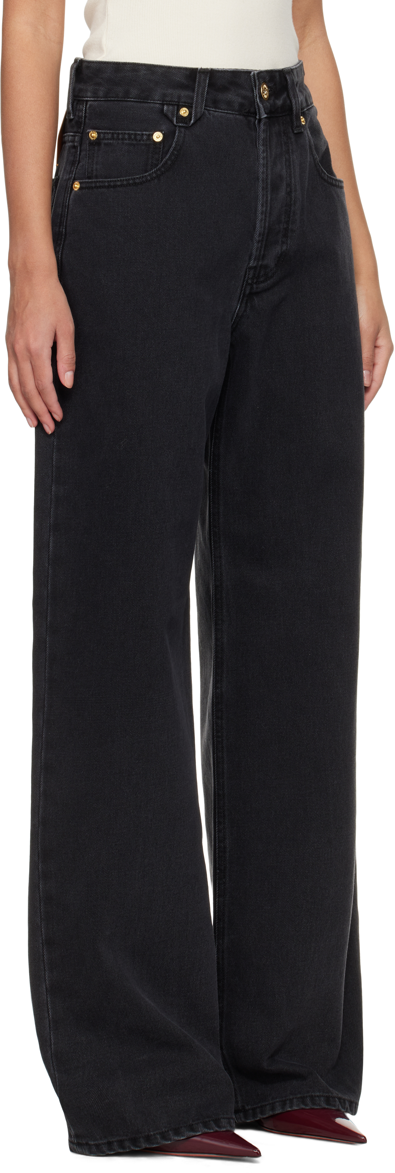 Jacquemus Black 'the Wide De-nîmes' Jeans In 990 Black