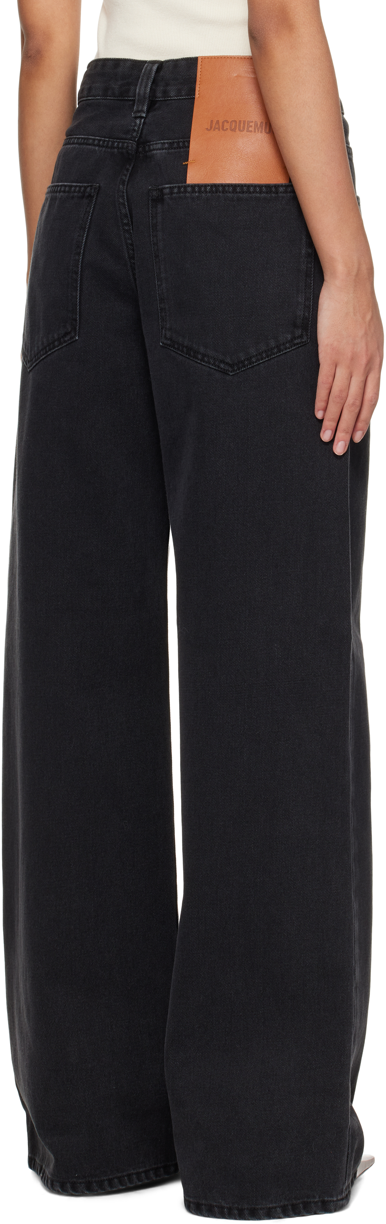 Jacquemus Black 'the Wide De-nîmes' Jeans In 990 Black