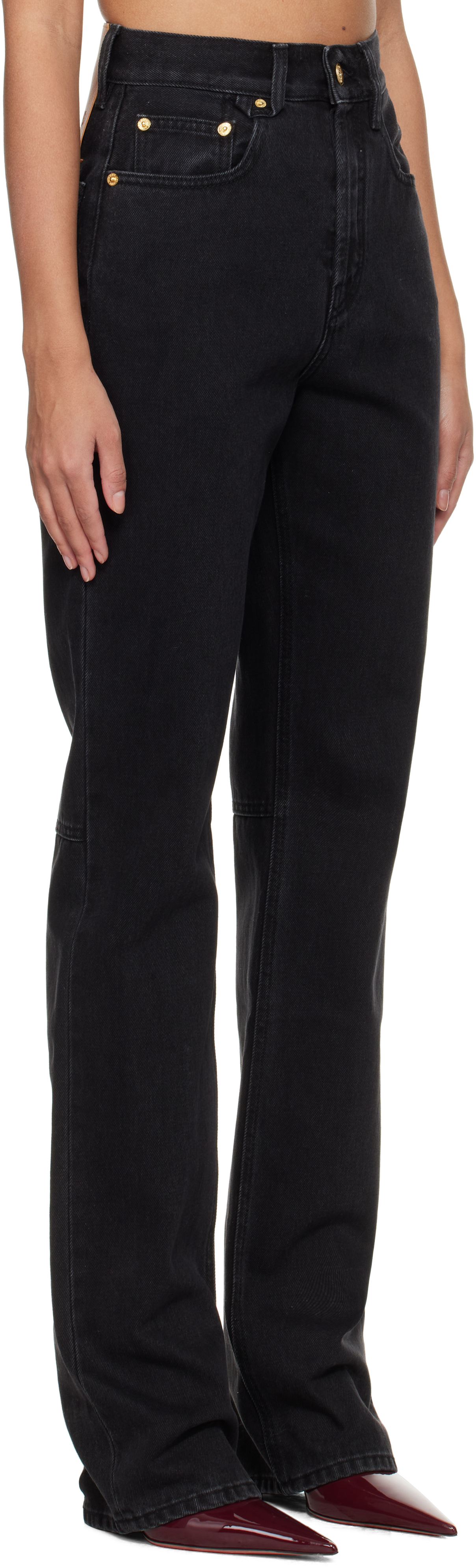 Jacquemus Black Les Sculptures 'le De-nîmes Droit' Jeans In 990 Black