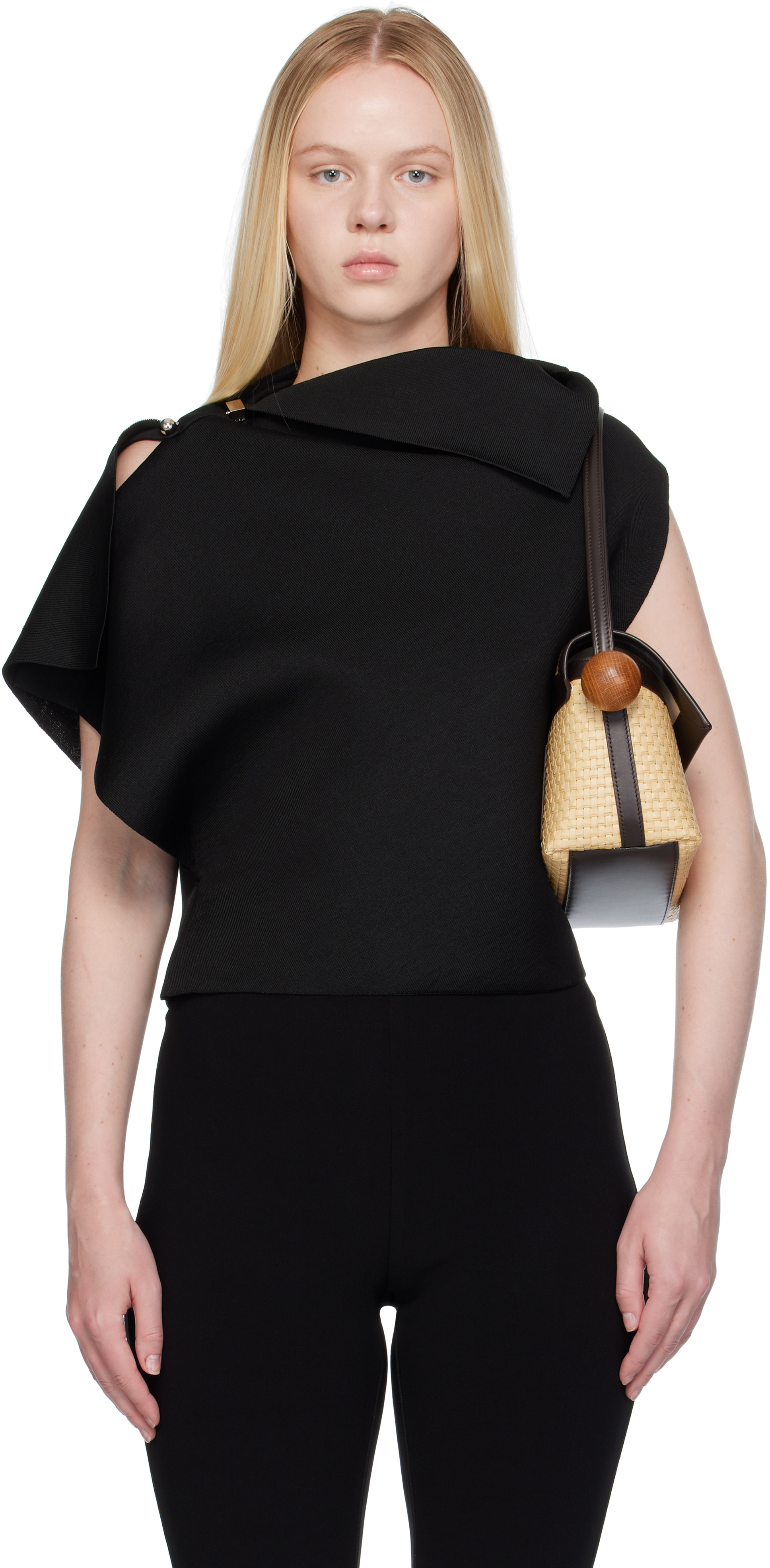 Black La Croisière 'The Trapèze knit' Top by JACQUEMUS on Sale