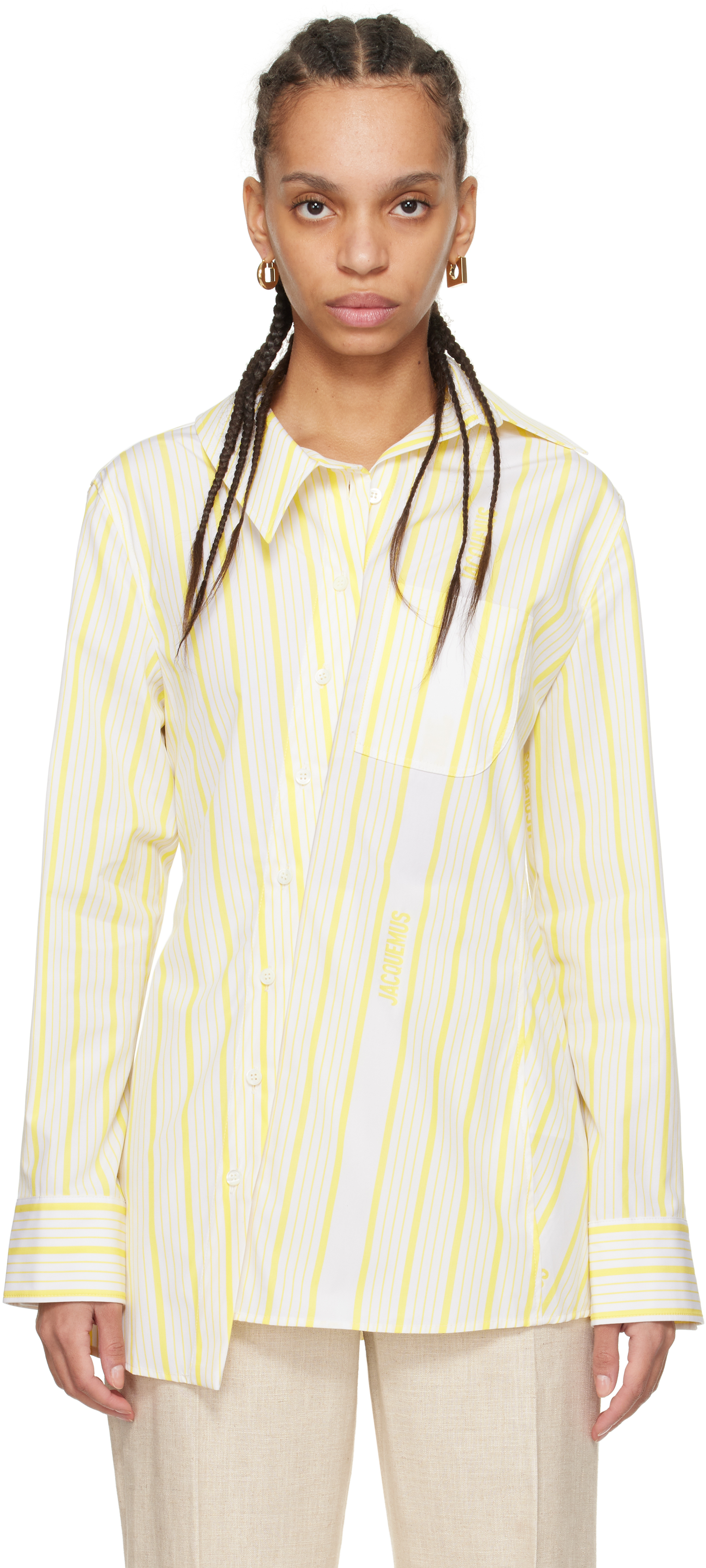Jacquemus White & Yellow 'the Pablo' Shirt In 2cb Jqd Business Big