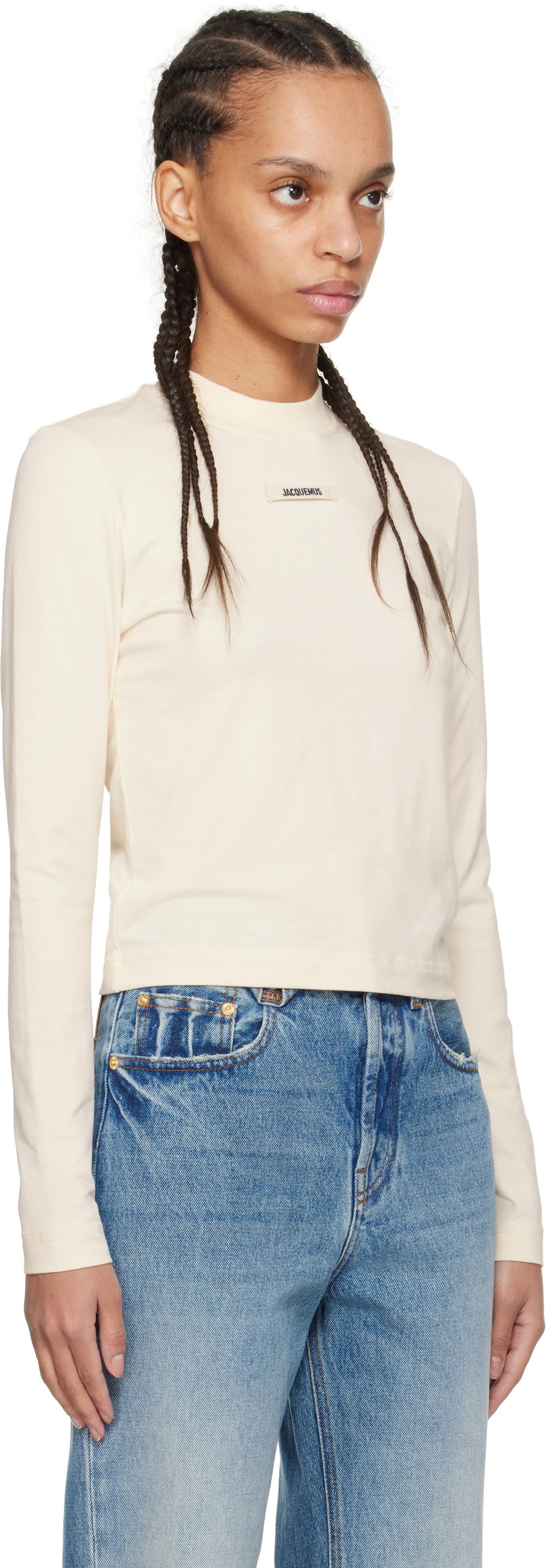 Jacquemus Sweatshirt With Application In 130 Light Beige