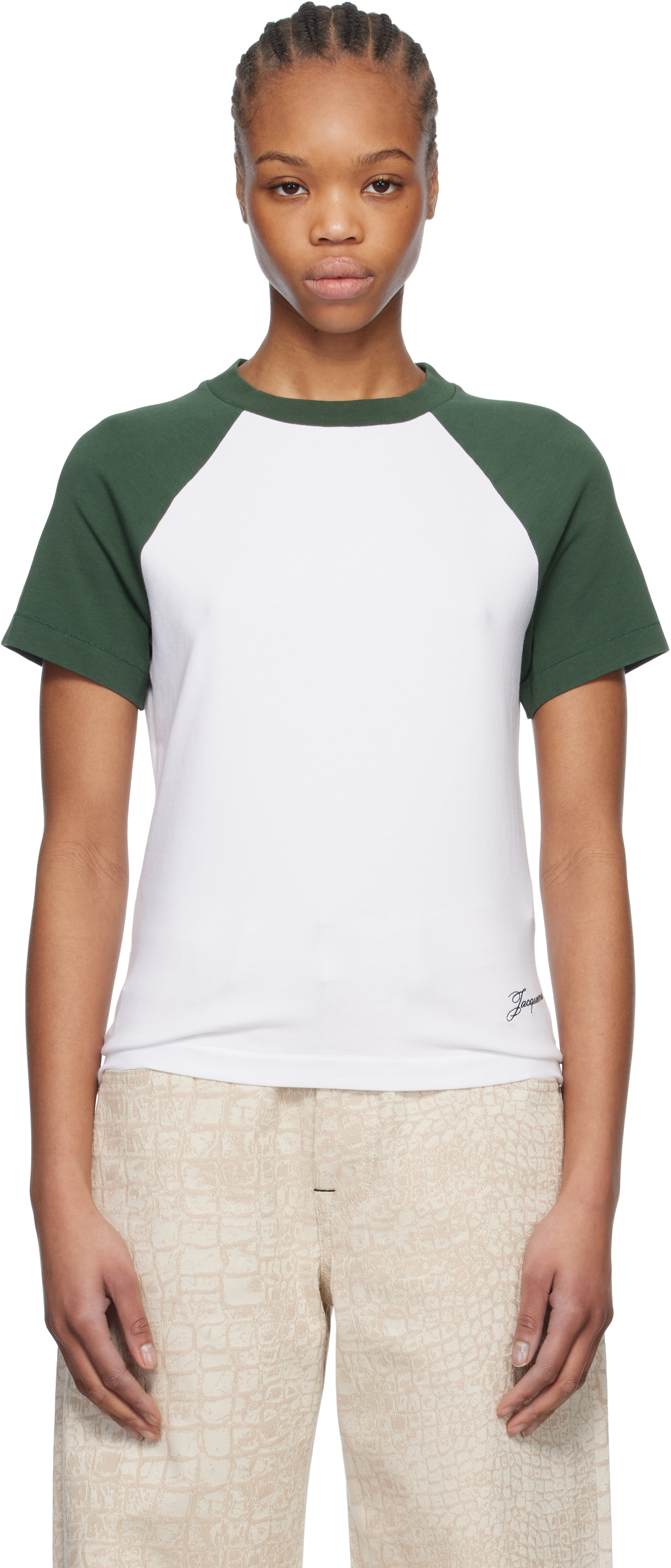 Shop Jacquemus White & Green La Croisière 'the Baseball Mini' T-shirt In 050 Multi-green