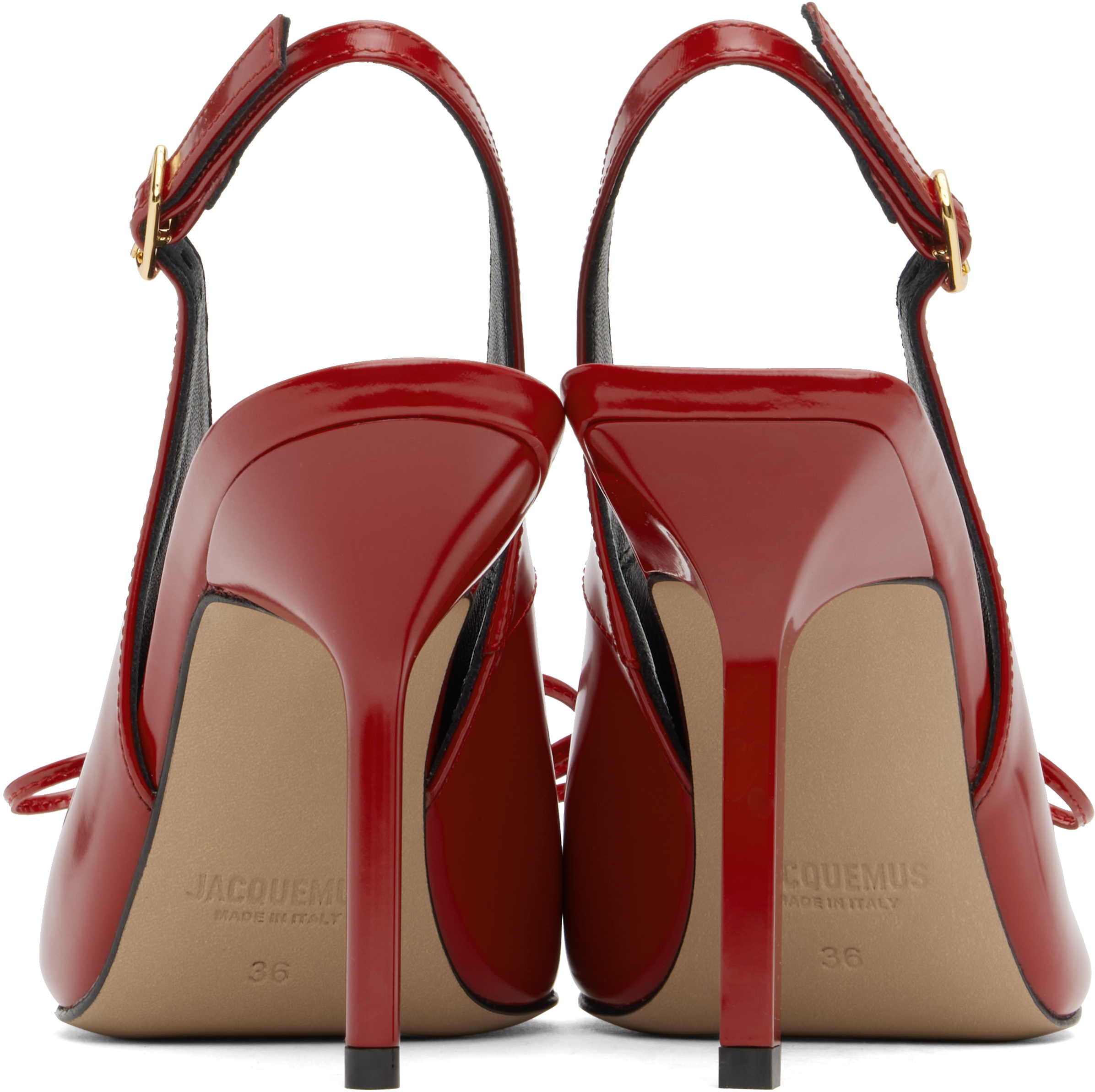 Jacquemus Les Slingbacks Cubisto Leather Slingback Pumps In 471 Red 1