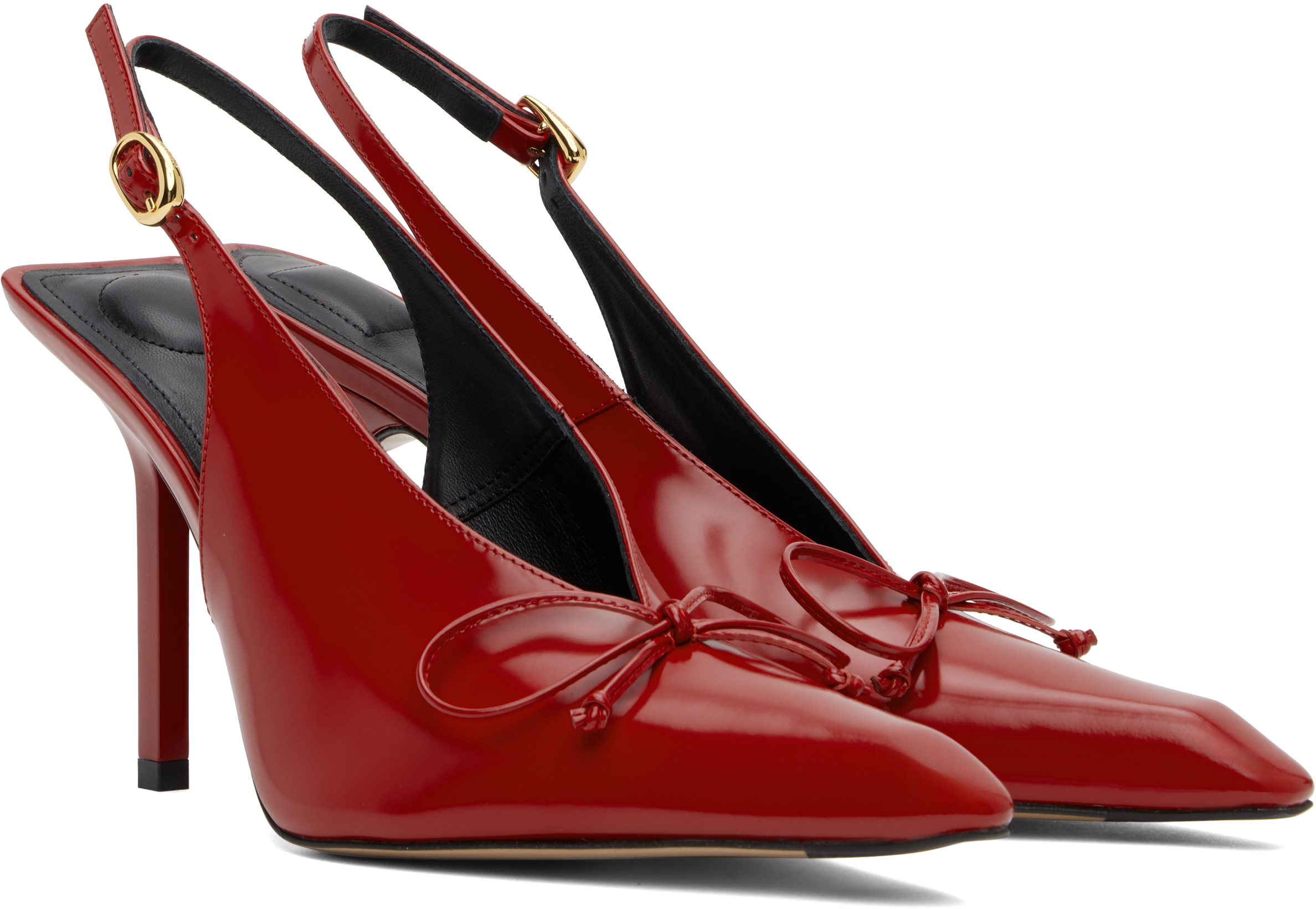 Jacquemus Les Slingbacks Cubisto Leather Slingback Pumps In 471 Red 1