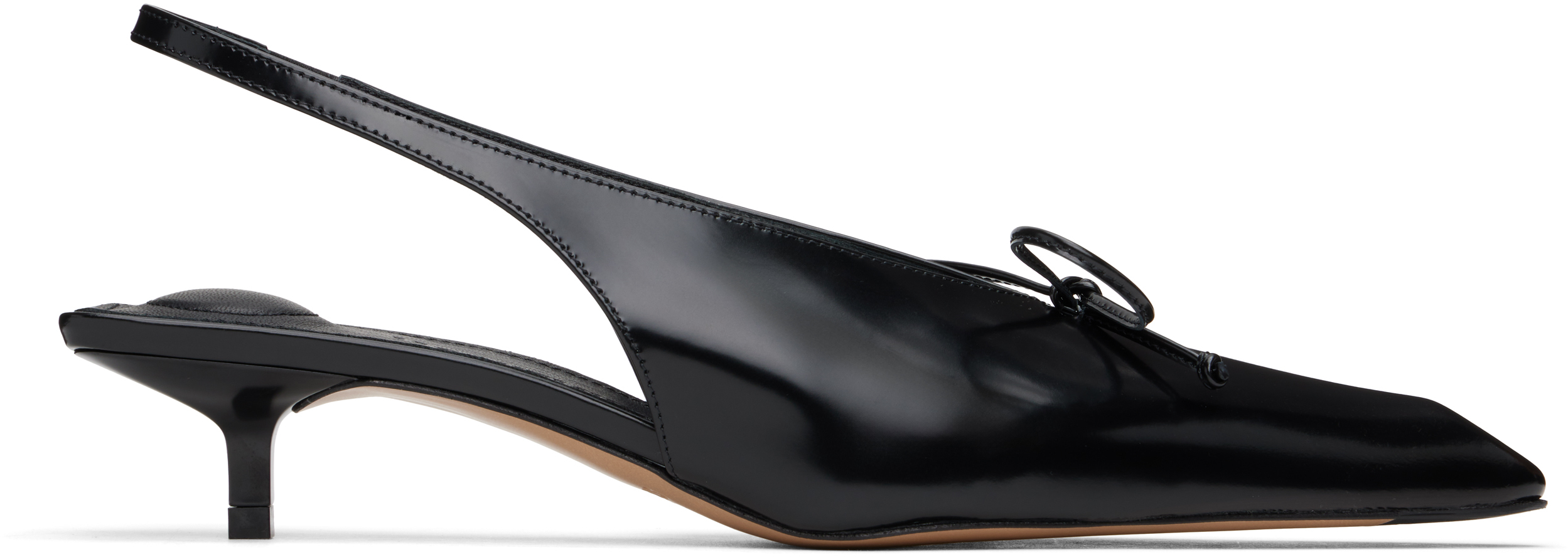 Jacquemus Cubisto Bow-detailed Leather Slingback Pumps In 990 Black
