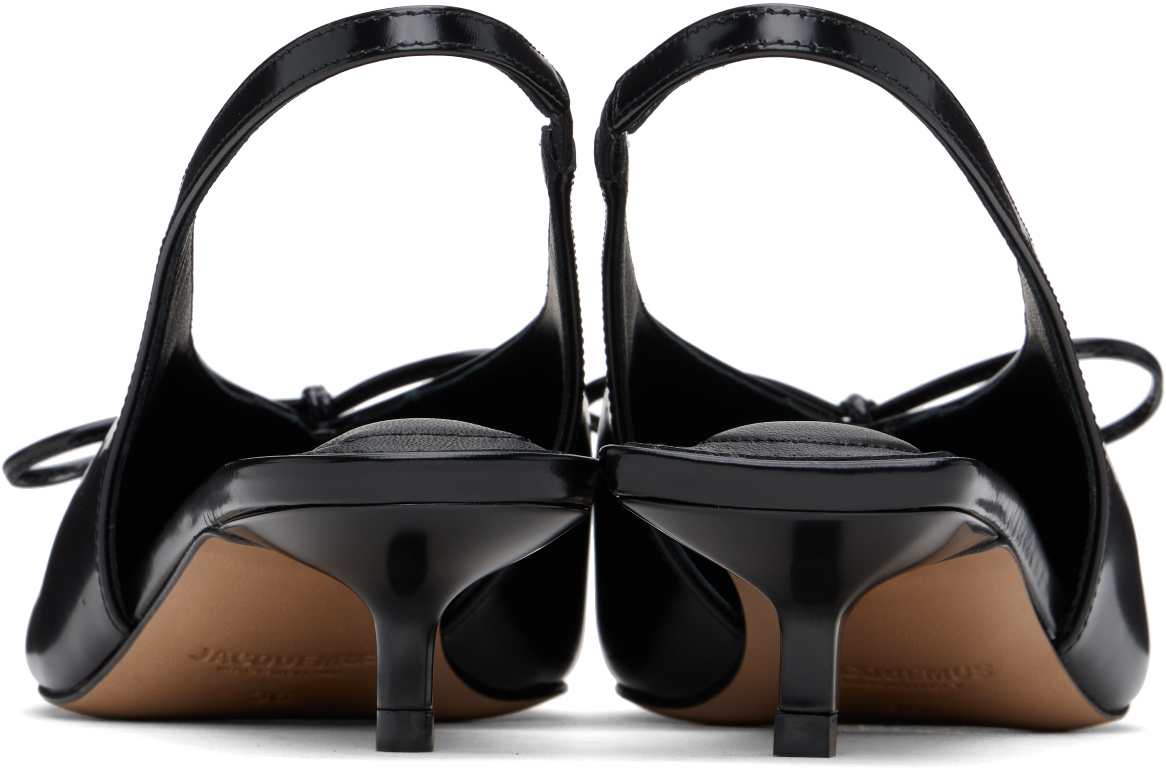 Jacquemus Cubisto Bow-detailed Leather Slingback Pumps In 990 Black