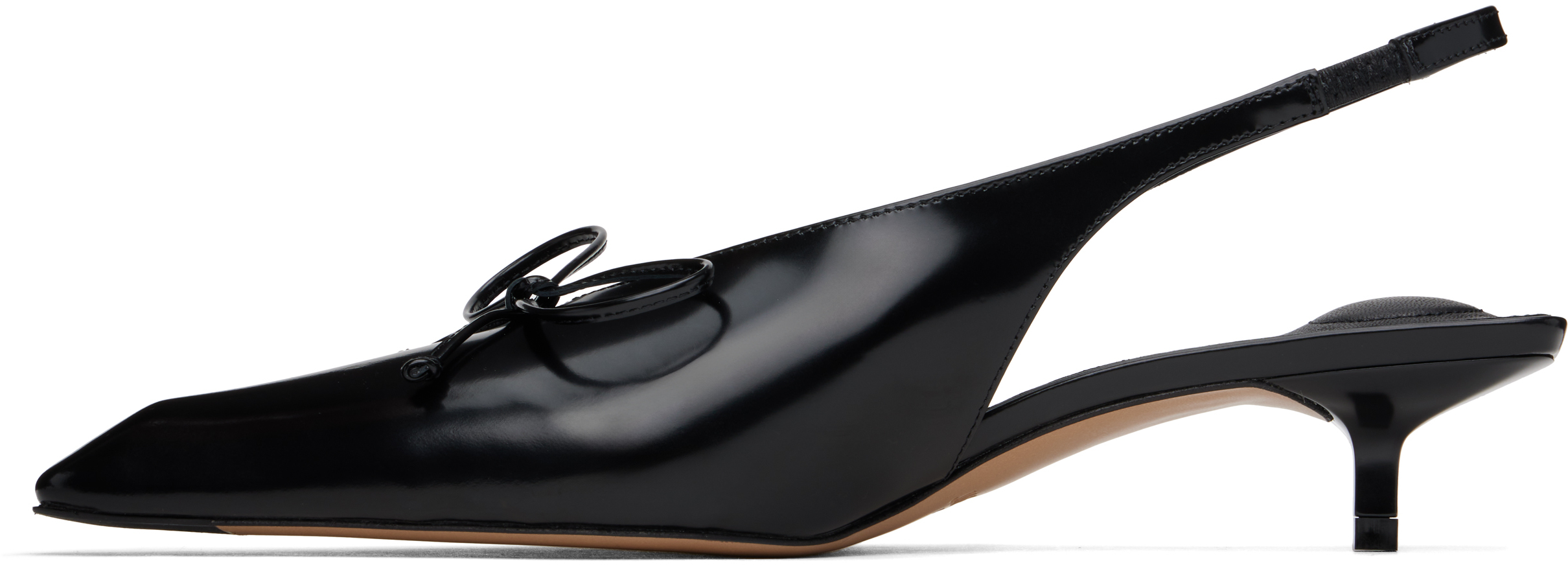 Jacquemus Cubisto Bow-detailed Leather Slingback Pumps In 990 Black