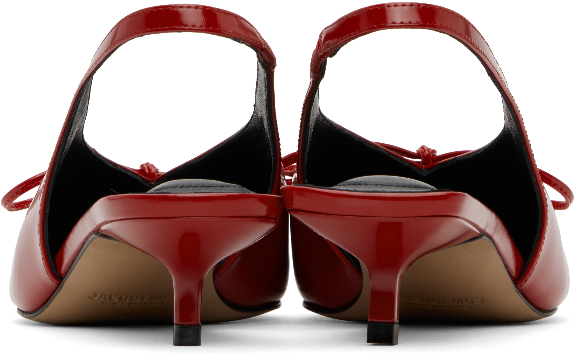 Jacquemus Red La Croisière 'the Low Cubisto Slingbacks' Heels In 471 Red 1