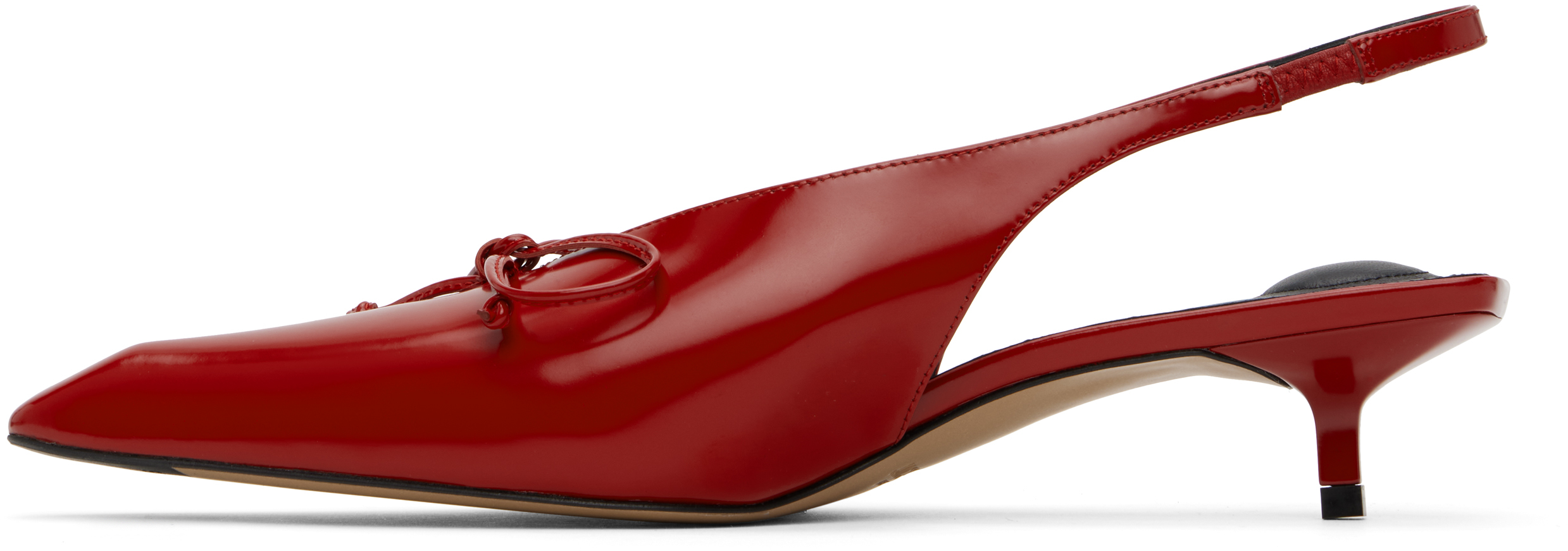 Jacquemus Red La Croisière 'the Low Cubisto Slingbacks' Heels In 471 Red 1
