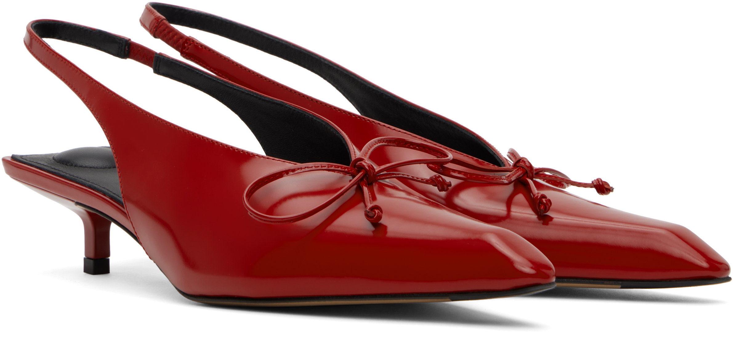 Jacquemus Red La Croisière 'the Low Cubisto Slingbacks' Heels In 471 Red 1