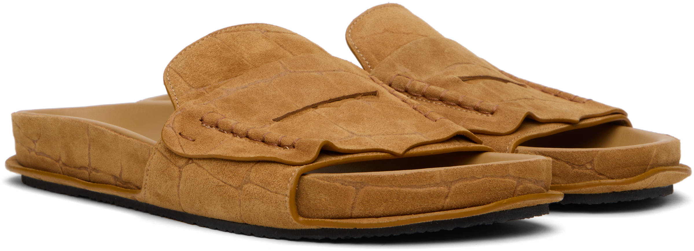 Jacquemus Tan Suede Loafer Sandals