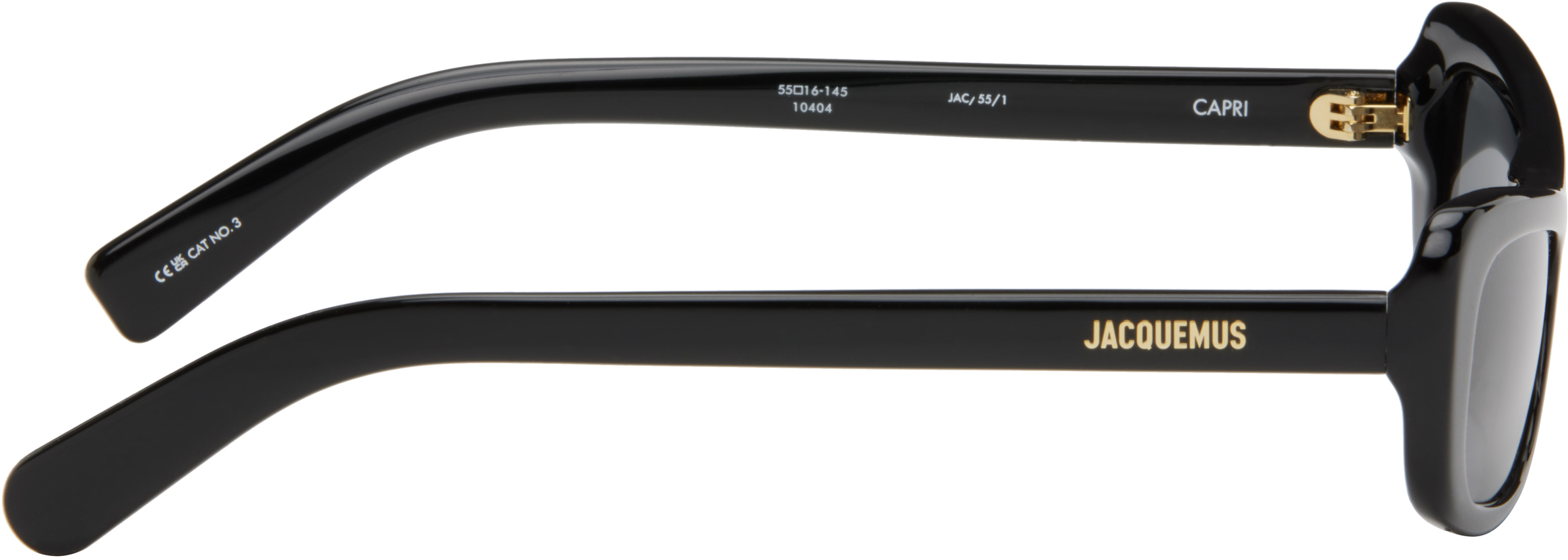 Jacquemus Black La Casa 'les Lunettes Capri' Sunglasses In Black/ Yellow Gold