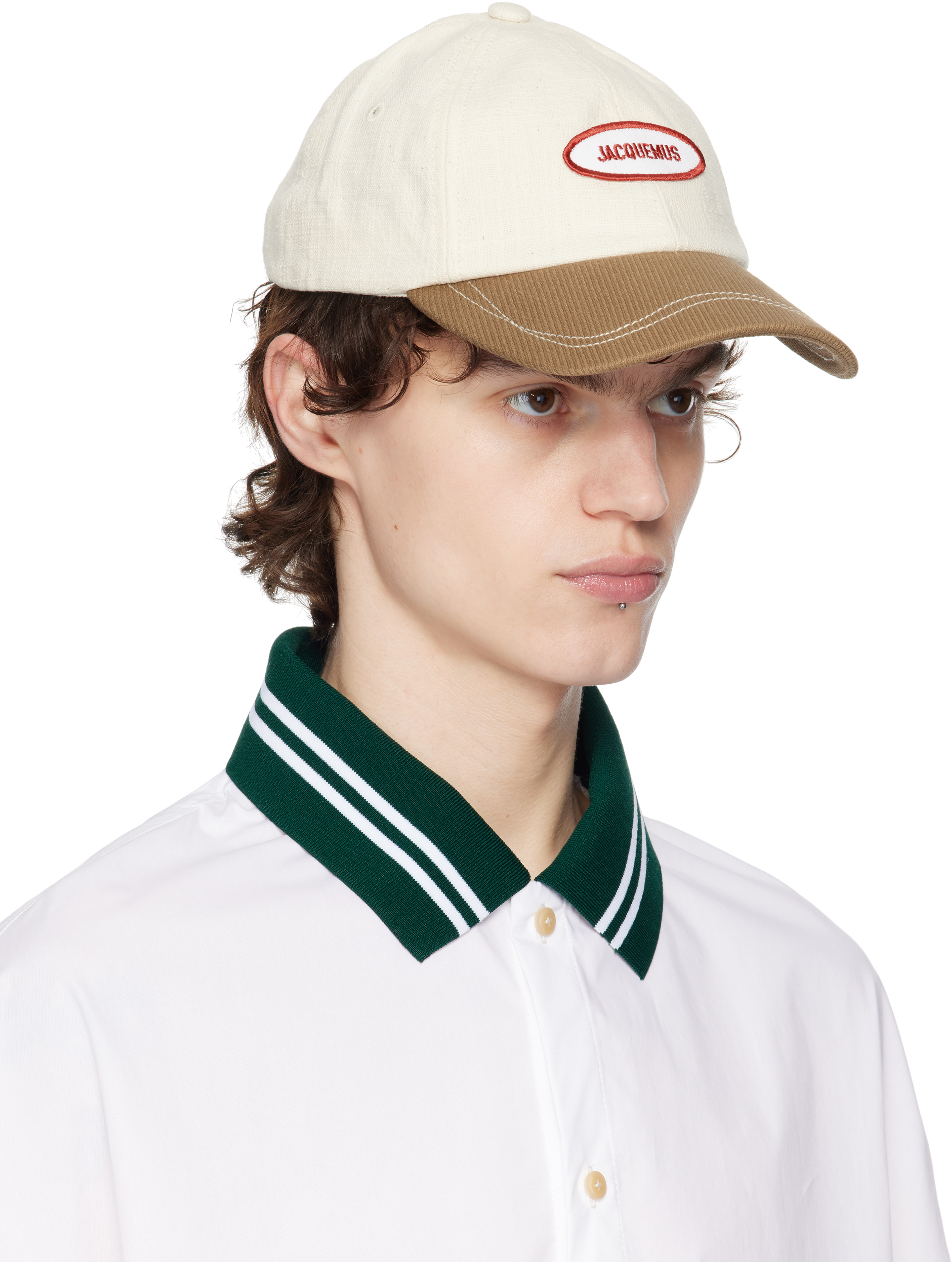 Jacquemus Off-white & Brown La Croisière 'the Gelato' Cap In 1ji Off White / Ligh