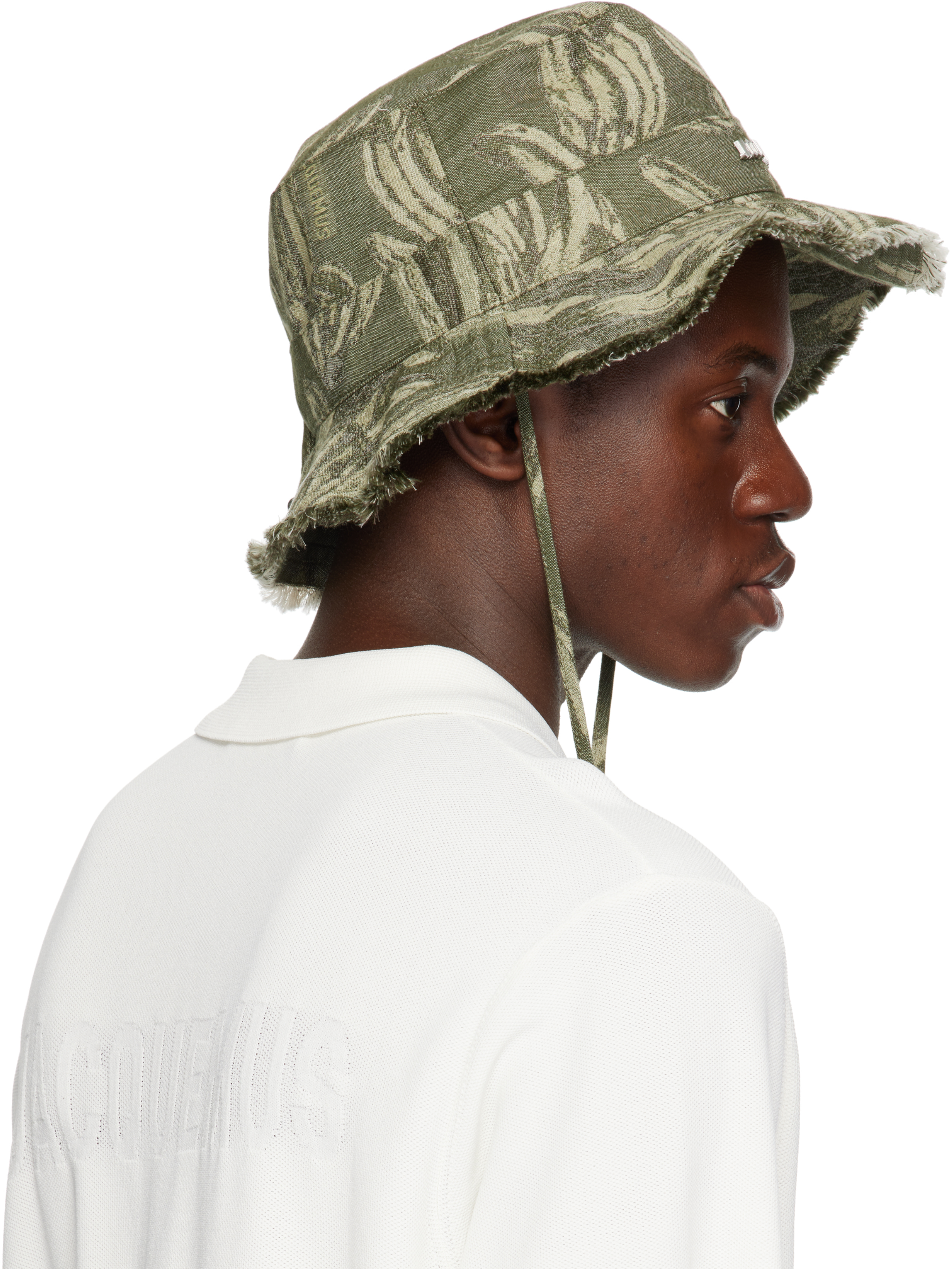 Jacquemus Khaki 'le Bob Artichaut' Hat In 5ca Jacquard Banana
