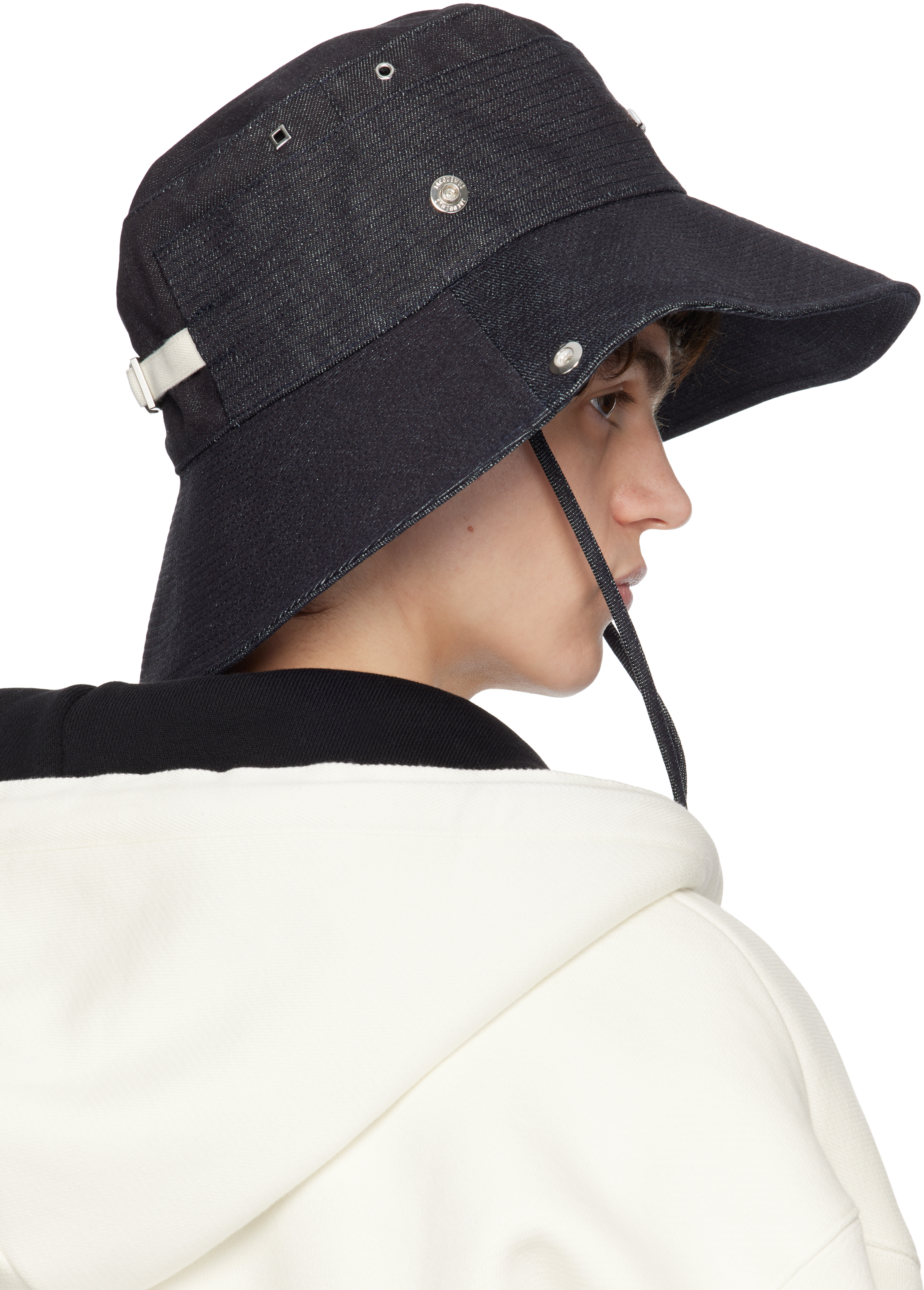 Jacquemus Navy La Croisière 'the De-nîmes' Denim Bucket Hat In 380 Navy