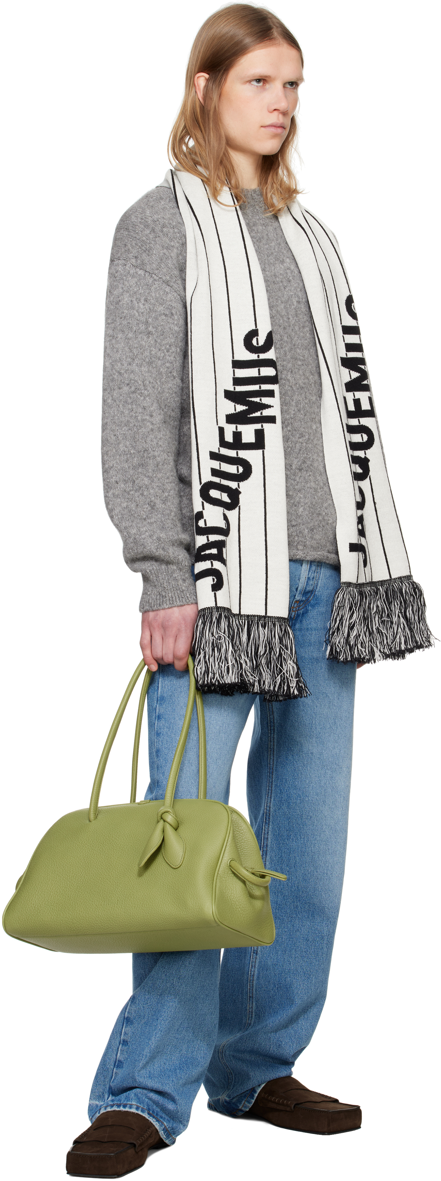Jacquemus Liga Scarf In 9fh Black / White