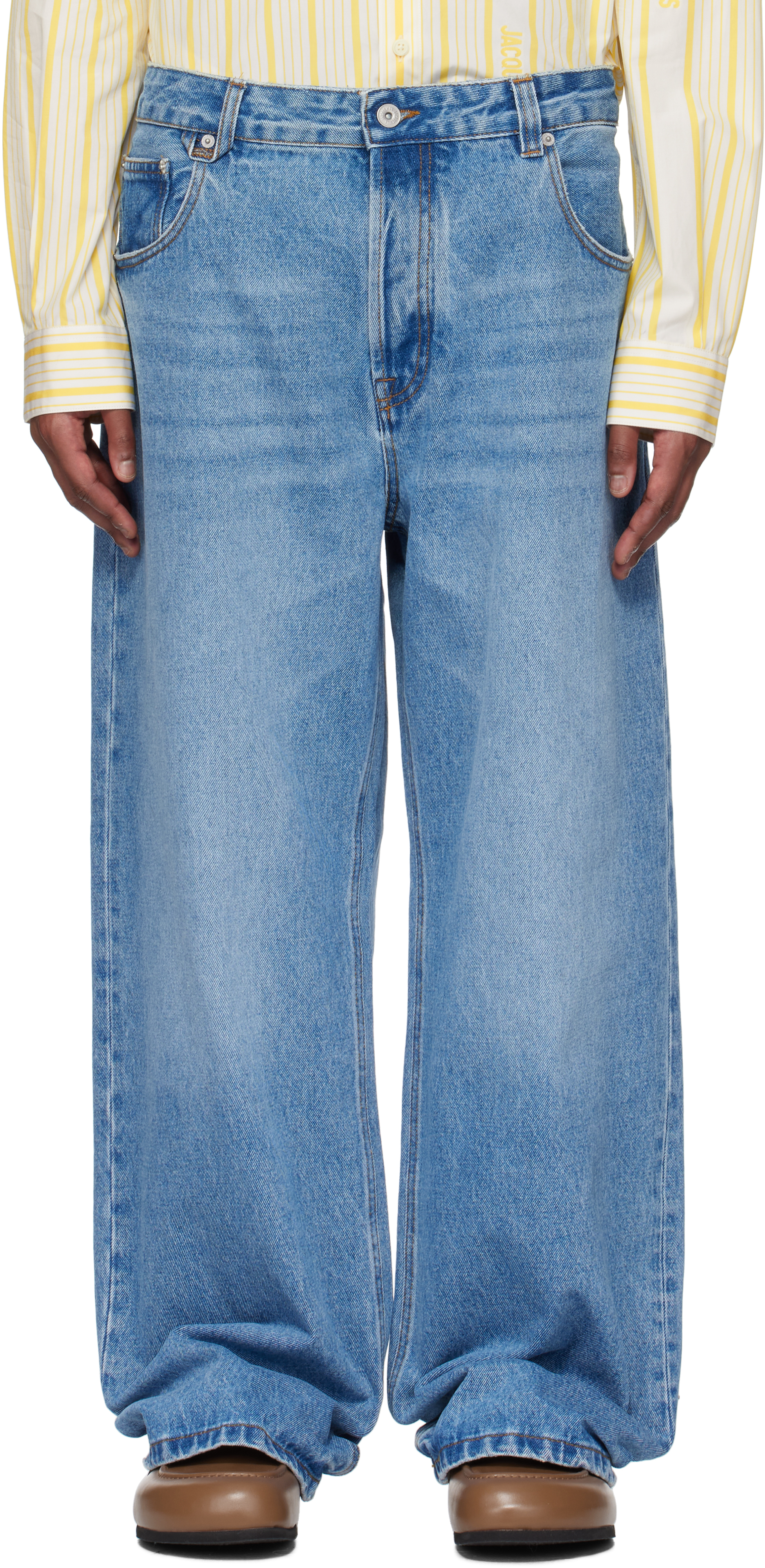 JACQUEMUS★ドゥ・ニーム ワイドジーンズ ブルーデニム★送関込 De-Nîmes ワイドデニムパンツ by JACQUEMUS | Official website