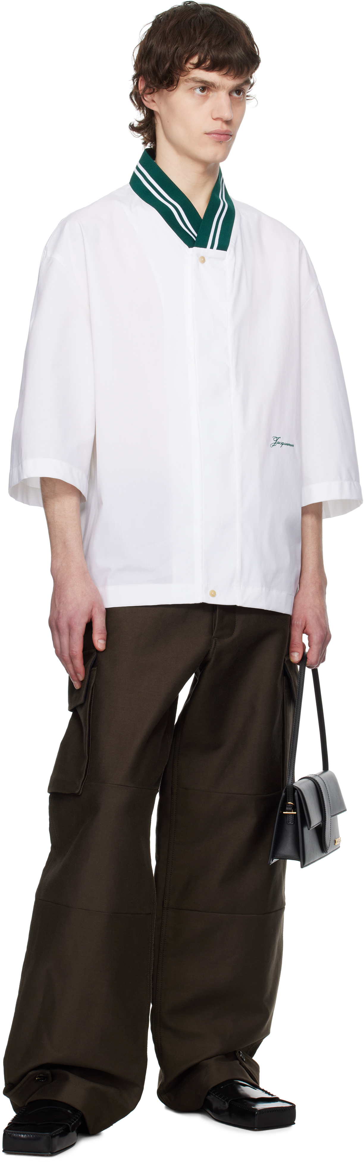 Jacquemus La Chemise Baseball White Shirt With Embroidered Logo On The Front In Cotton Man In 100 White