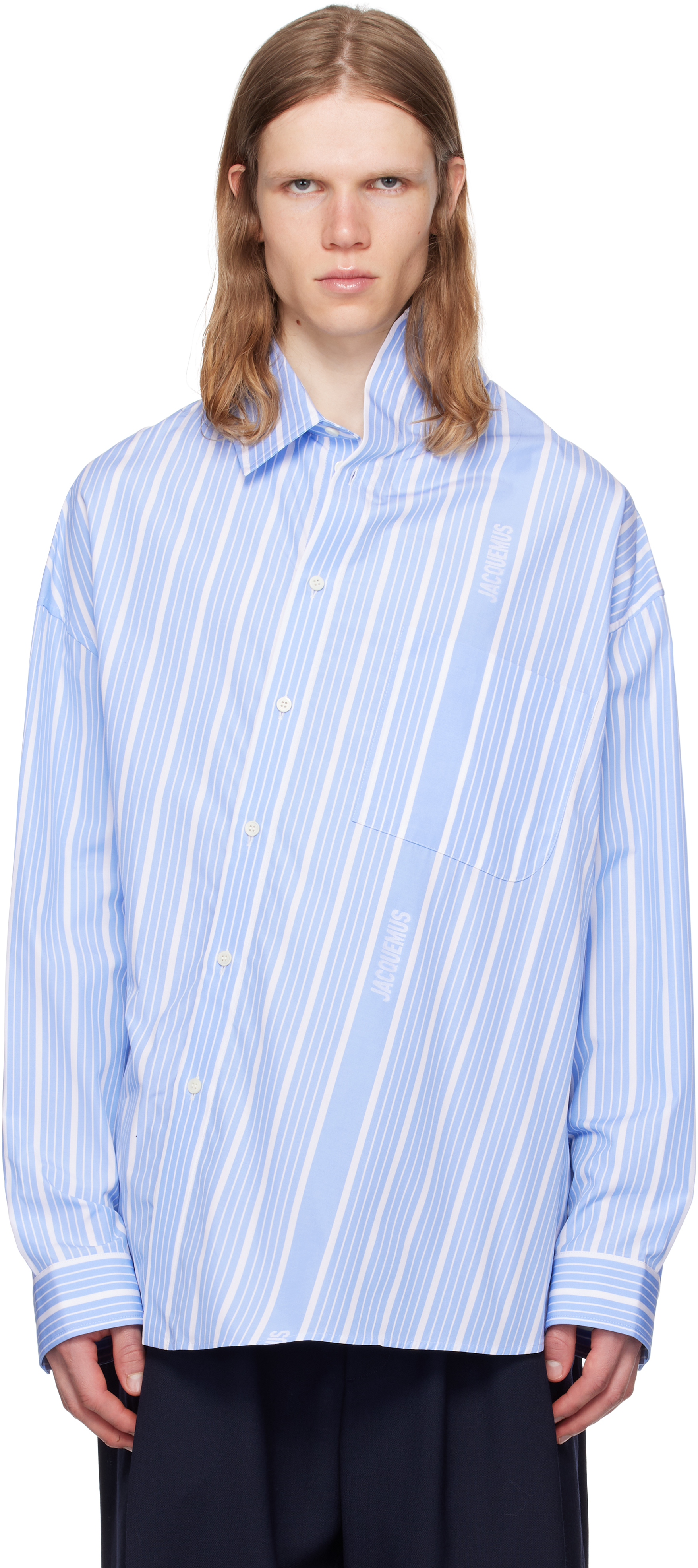 Jacquemus White & Blue La Croisière 'the Cuadro' Shirt In Blue