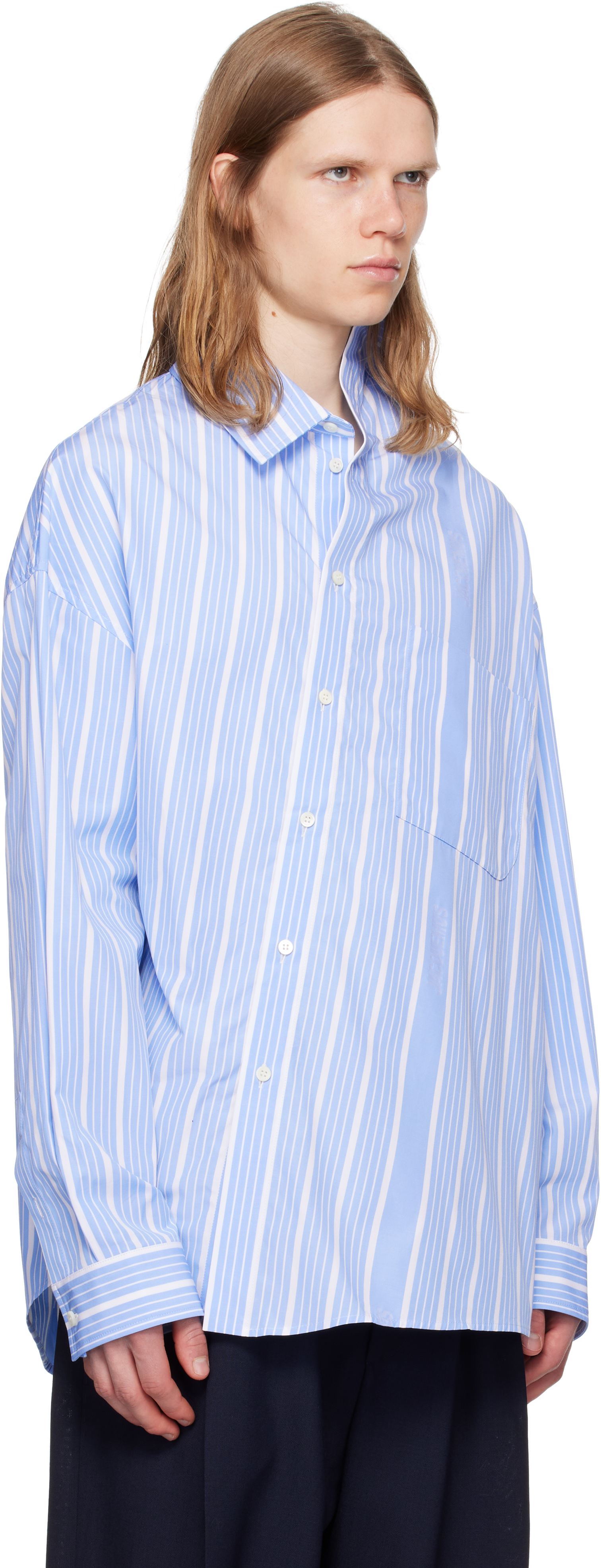 Jacquemus White & Blue La Croisière 'the Cuadro' Shirt In Blue