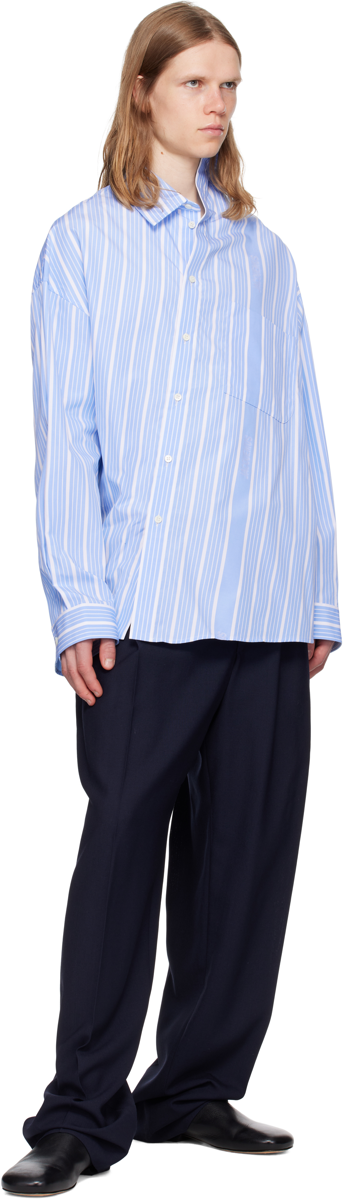 Jacquemus White & Blue La Croisière 'the Cuadro' Shirt In Blue