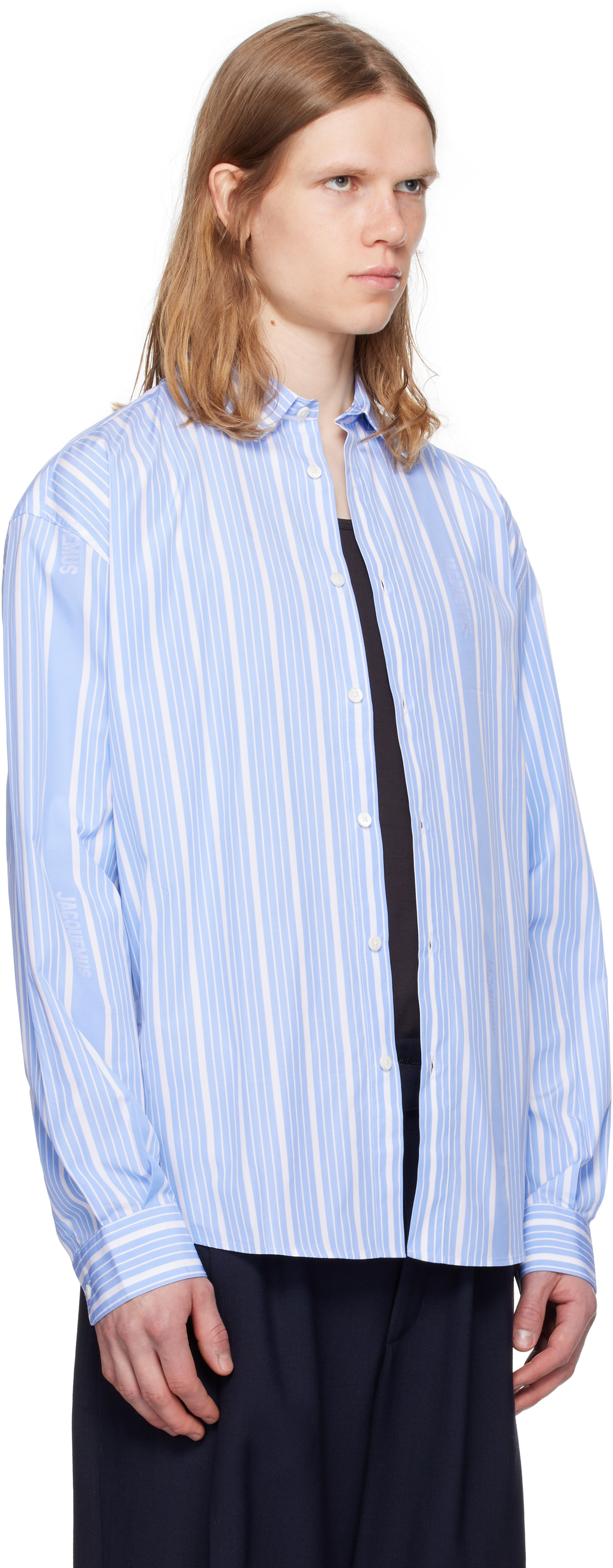 Jacquemus White & Blue La Casa 'the Simon' Shirt In Blue