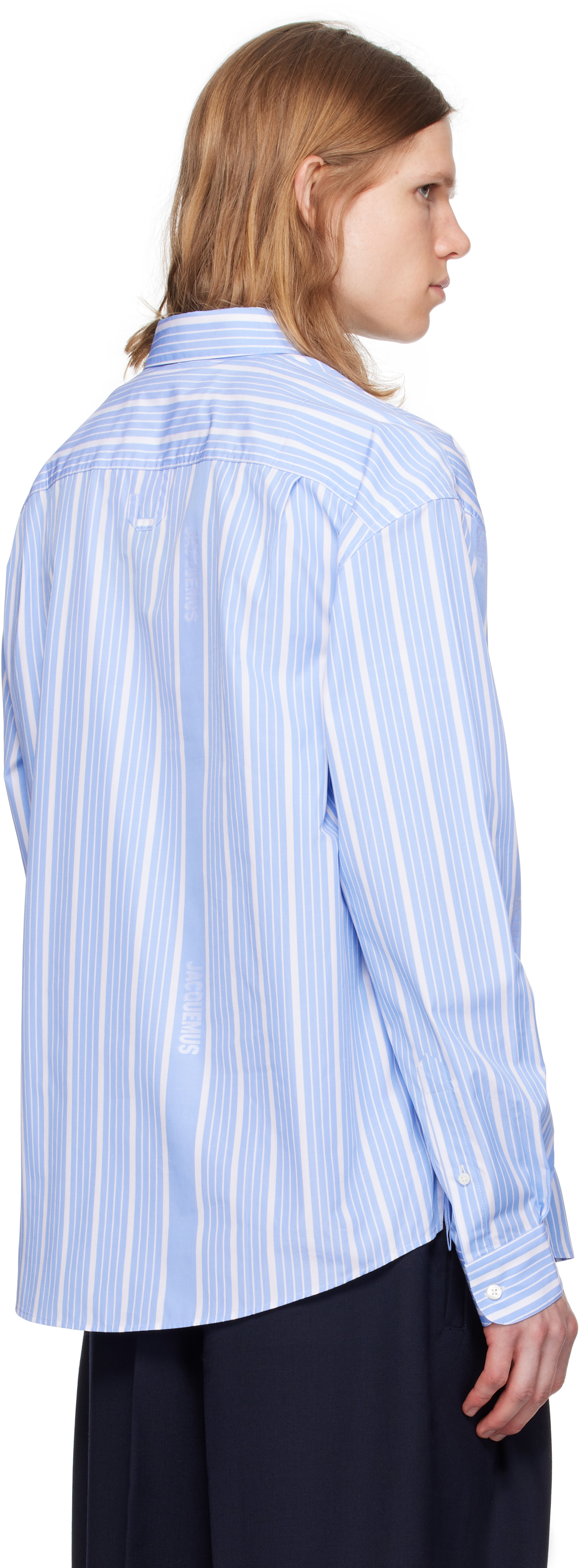 Jacquemus White & Blue La Casa 'the Simon' Shirt In Blue