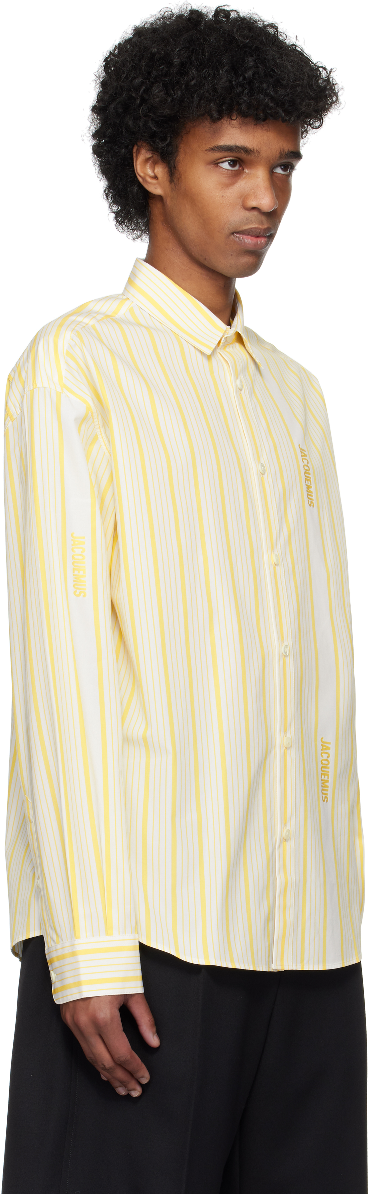 Shop Jacquemus Yellow & White 'the Simon' Shirt In 2cb Jqd Business Big
