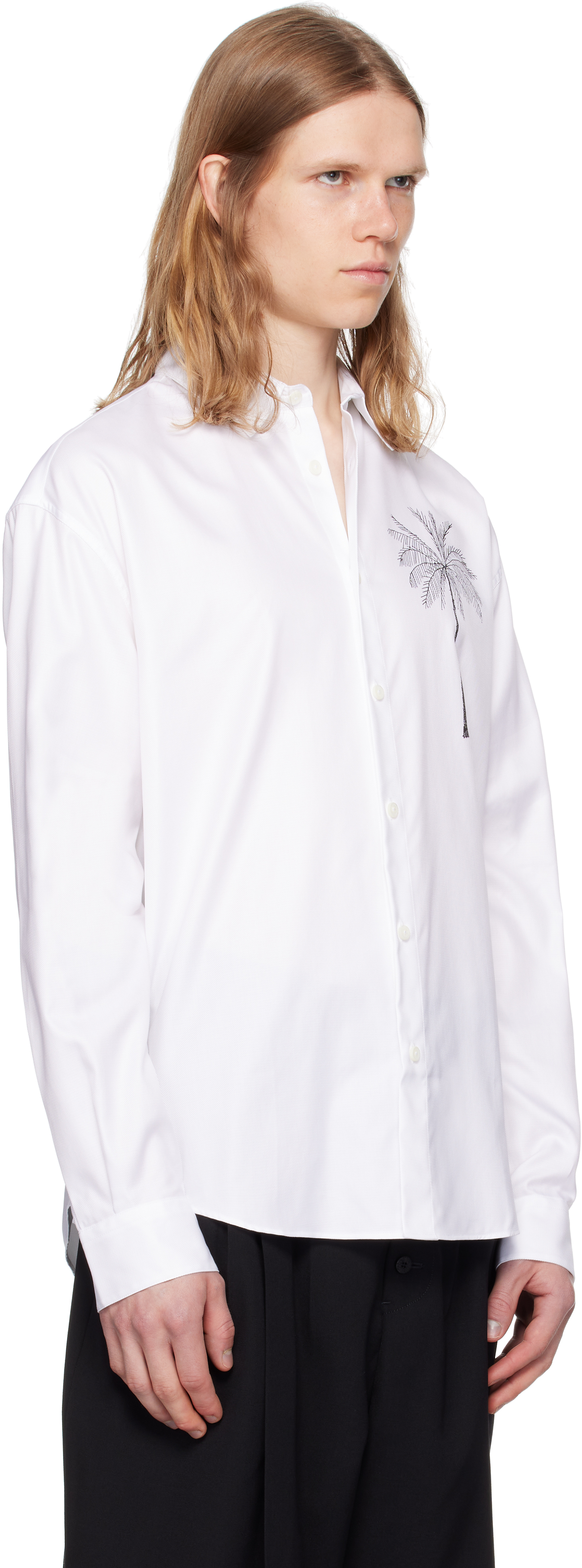 Jacquemus Simon Palm Tree Print Shirt In White