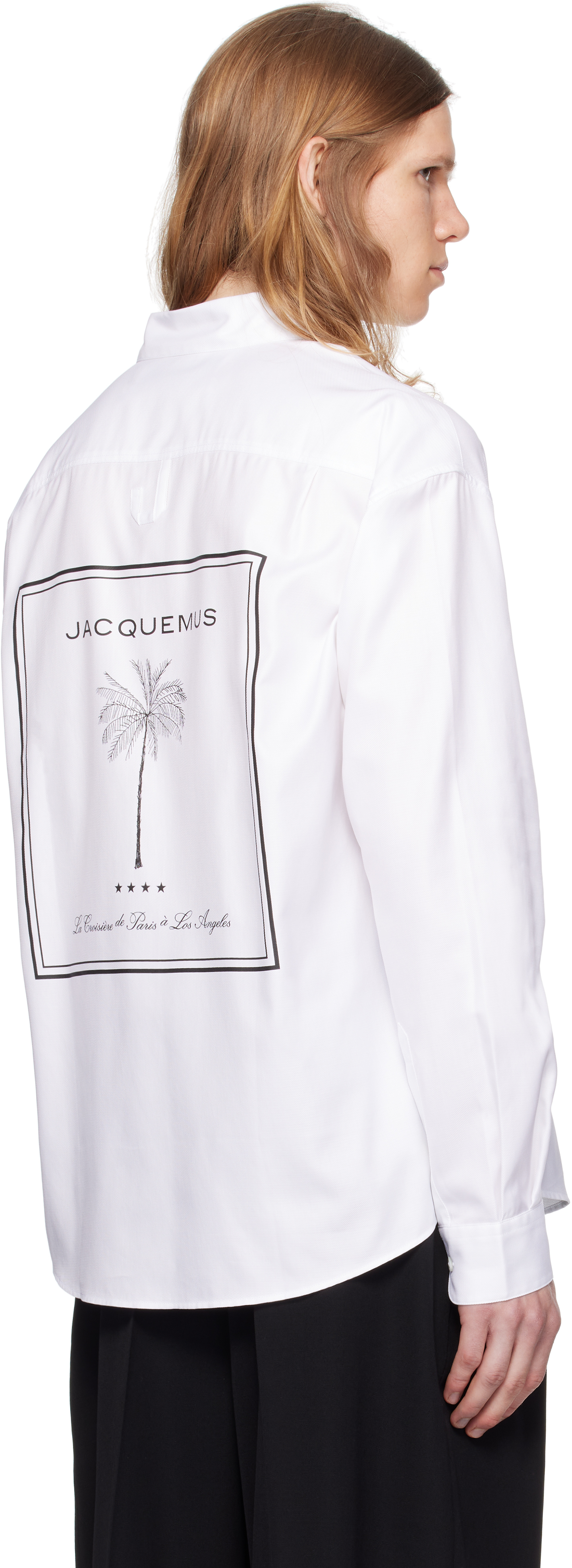 Jacquemus Simon Palm Tree Print Shirt In White